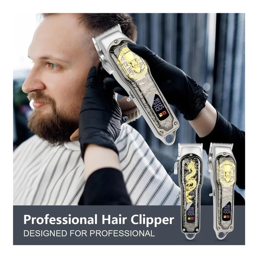 Professional HI-203A Dragon Pattern Electric Hair Clipper - USB Rechargeable Hair Trimmer for Men & Women - Home Barber Styling Tool for Precise Cutting & Grooming - Perfect for DIY Haircuts, Beard Trimming, and Pet Grooming