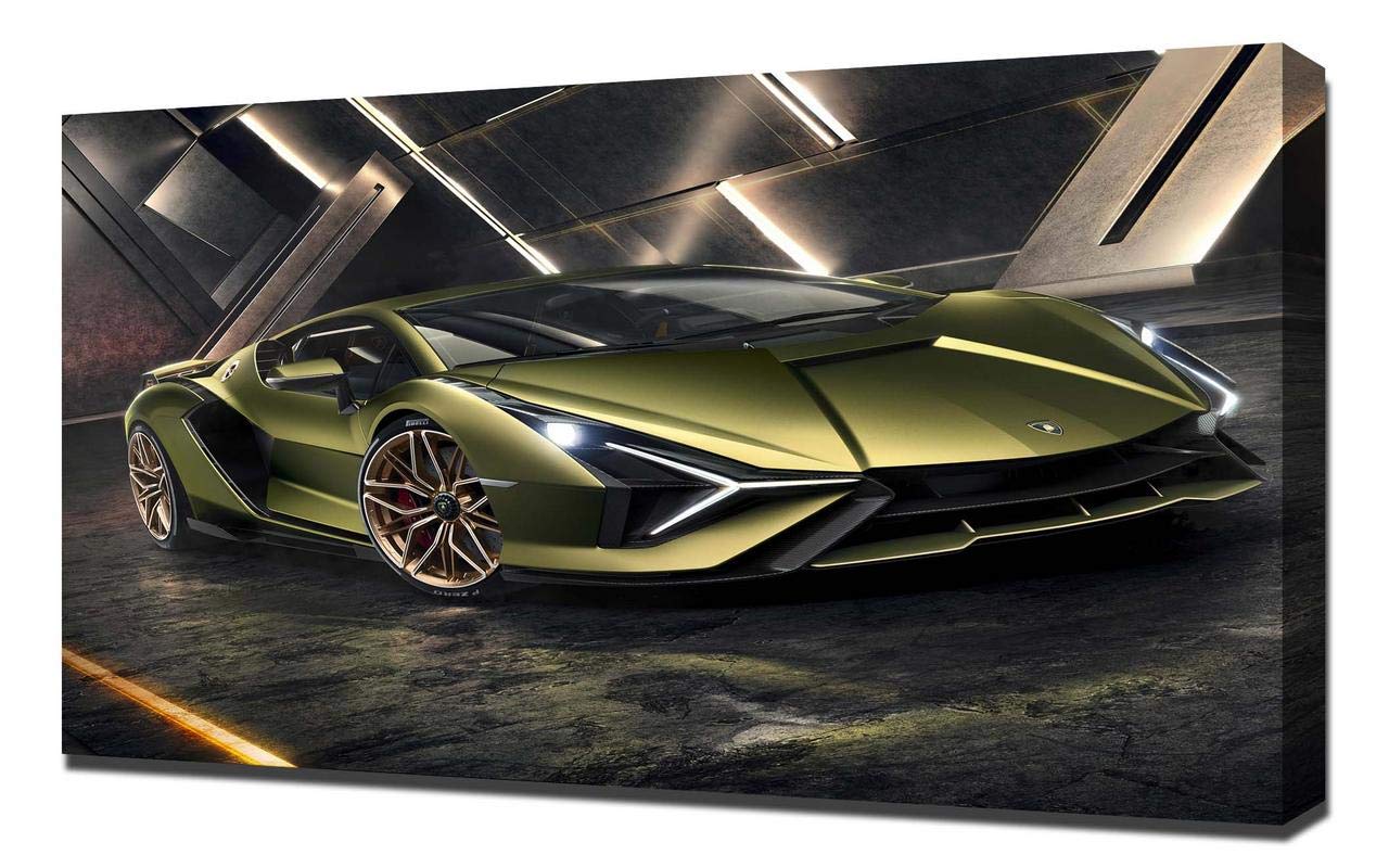 Lamborghini Sian V11 Canvas Wall Art Print - Stretched Canvas Wrap Decor for Home & Office - Modern Car Art for Living Room, Bedroom, Man Cave