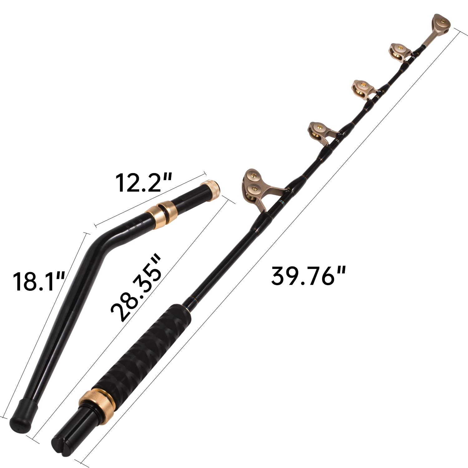 BERRYPRO Bent & Straight Butt Trolling Rod - Heavy Duty Saltwater Offshore Fishing Pole for Big Game - Roller Guide Conventional Boat Fishing Rod - Perfect for Deep Sea Fishing & Sport Fishing Adventures