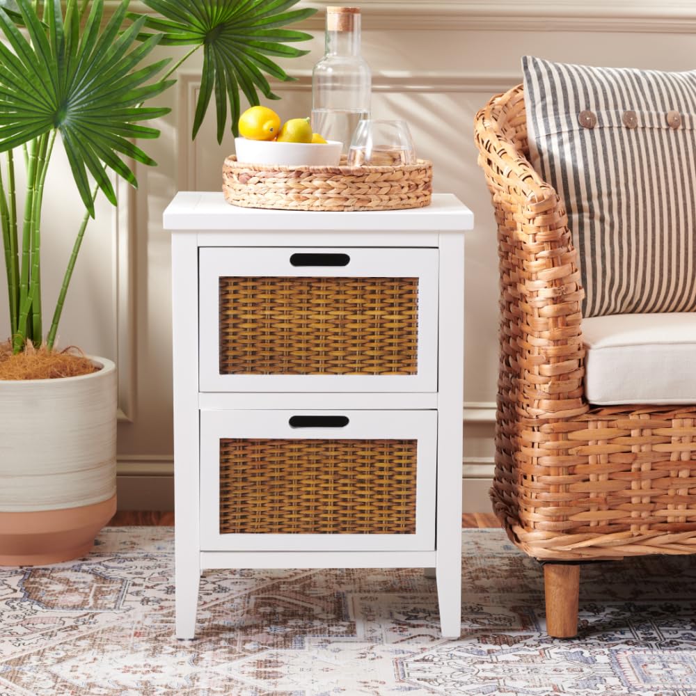 Safavieh American Homes Collection Jonah Dark Teak 2-Drawer End Table - Stylish Nightstand for Bedroom, Living Room & Office Furniture