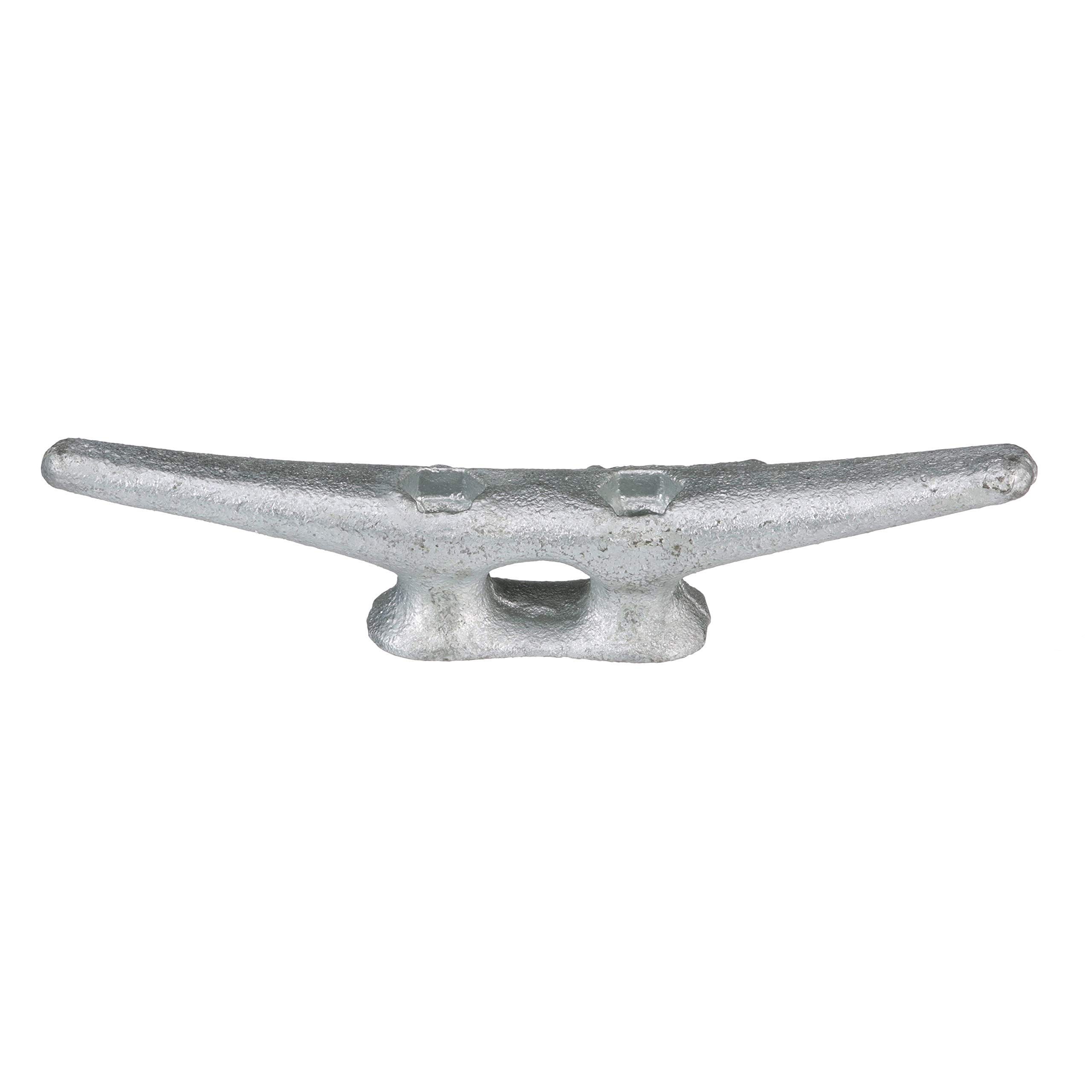 Seachoice 6-Inch Galvanized Gray Iron Open Base Dock Cleat - Heavy-Duty Marine Boat Cleat for Docks, Piers & Waterfront Use