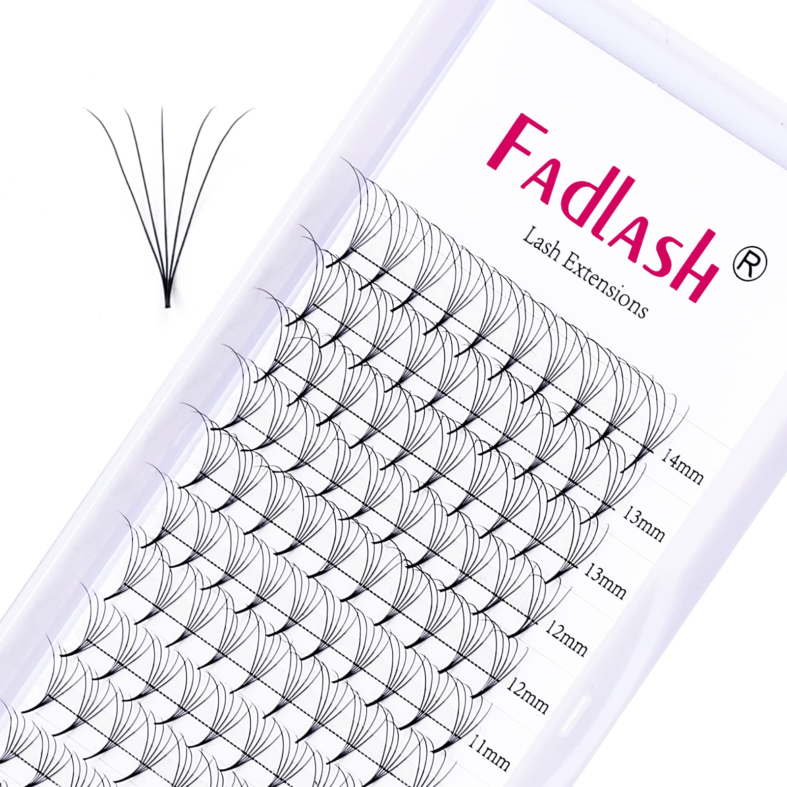 5D D Curl Premade Eyelash Extensions - Mixed Tray with Pointed Base for Volume Lashes (5D-0.07D, 8-14mm) | Professional Lash Supplies for Salon & Home Use | Perfect for Bridal, Party & Special Occasion Makeup