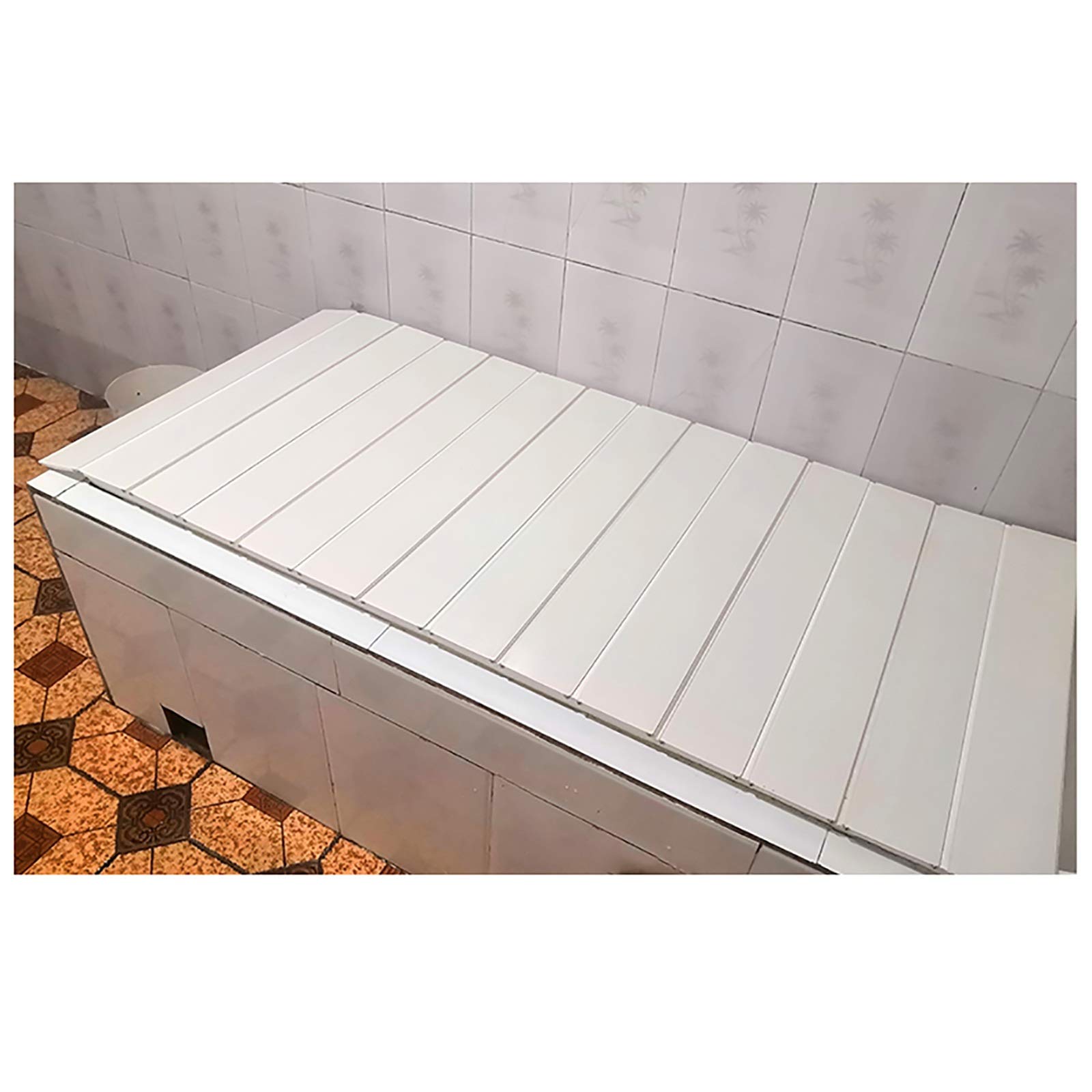White PVC Folding Bathtub Cover - Dustproof & Insulating Bath Tub Protector, Custom Size 175x80x0.6cm, Universal Fit for All Bathtub Types - Perfect for Bathroom Storage & Winter Insulation