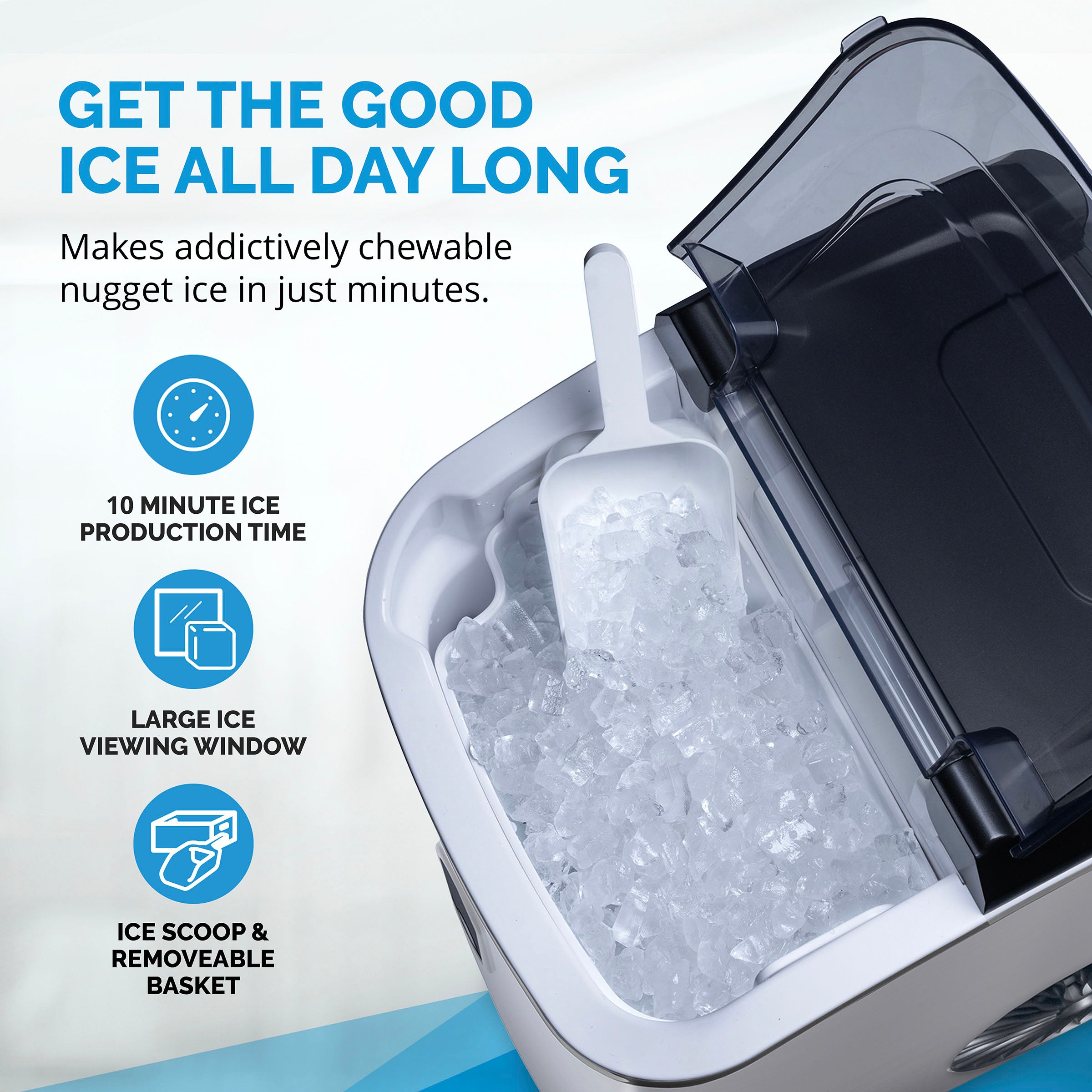 Newair® Countertop Ice Maker - 33 lbs/Day Nugget Ice Machine for Home, Office, and Parties | Perfect for Cocktails, Beverages, and Outdoor Events