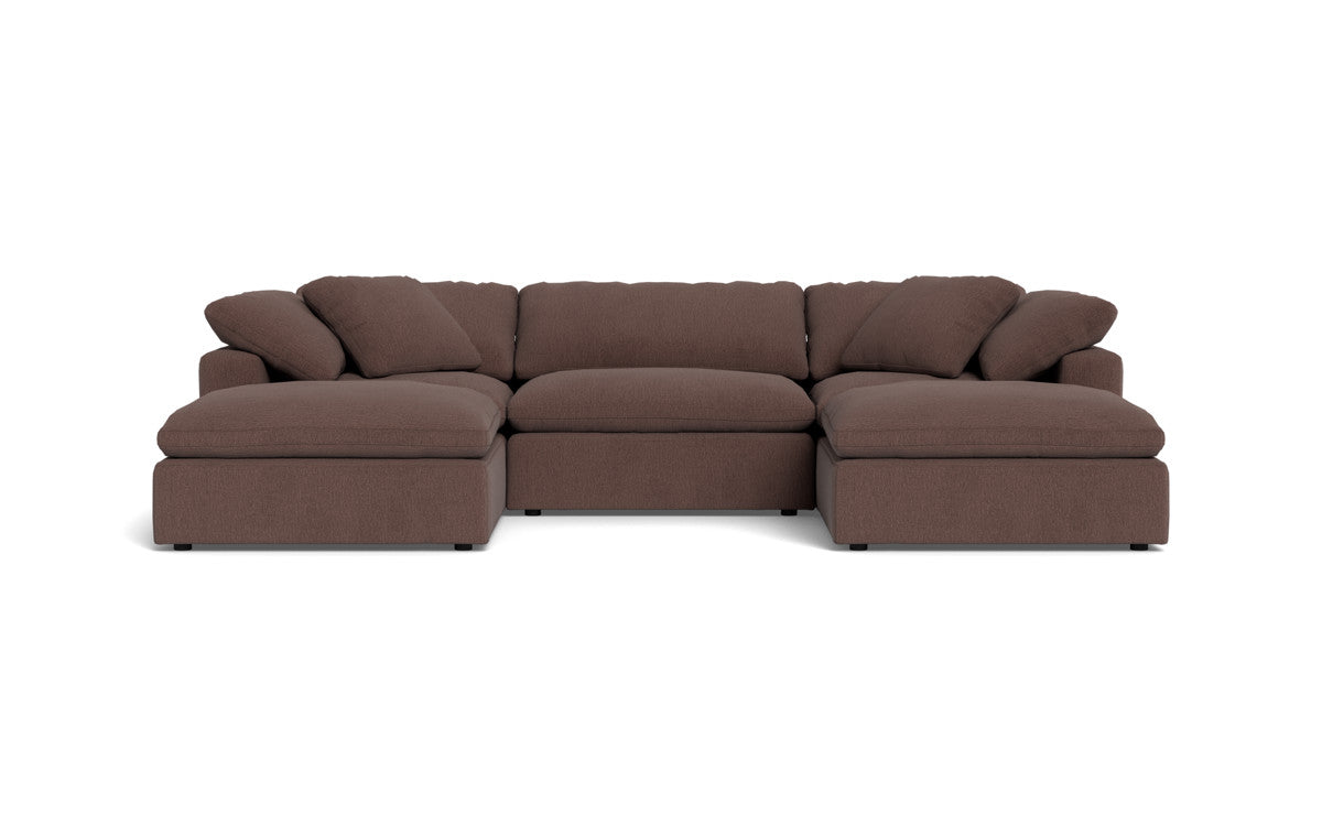 Fluffy 3-Piece Sofa Set with Double Ottoman - Soft and Comfortable Living Room Furniture for Small Spaces, Apartment, Dorm or Lounge Area