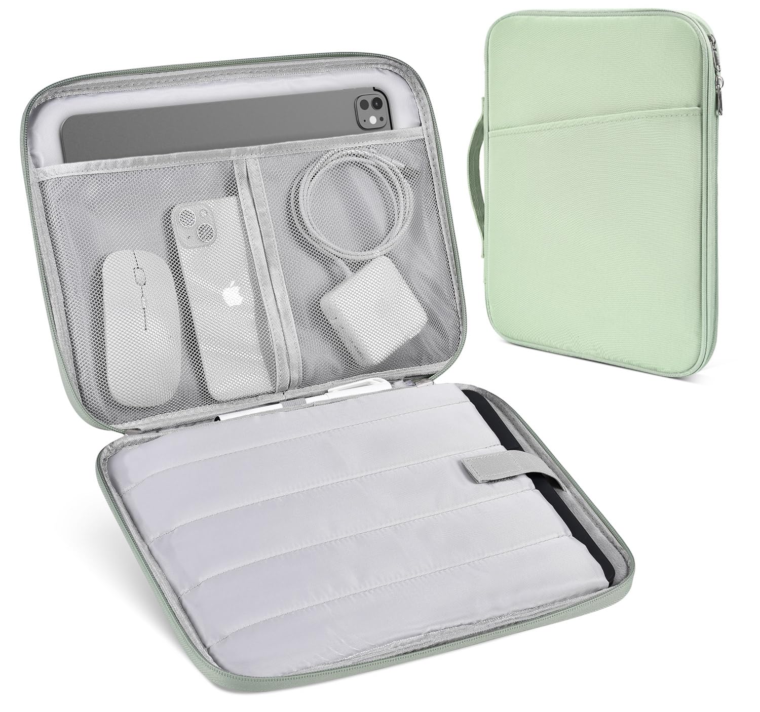 Premium 12.9 Inch iPad Pro Sleeve Case - Protective Travel Cover for 2024 iPad Pro M4 & iPad Air M2/M3 with Magic Keyboard | Compatible with Surface Pro 10/9/8/X | Durable Green Tablet Bag for Work, School & Travel
