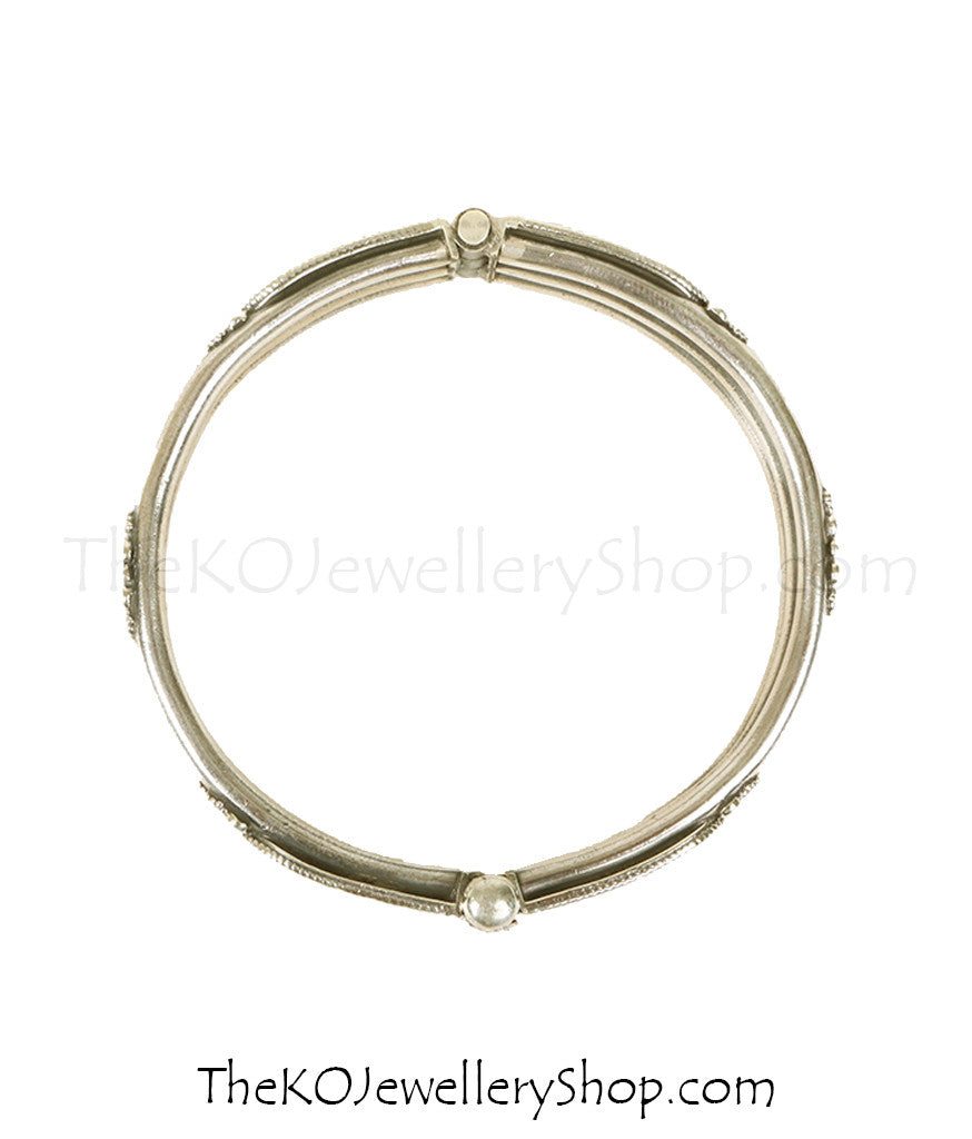 Chirag Silver Bracelet for Women - Adjustable 3-Line Design (Size 2.6