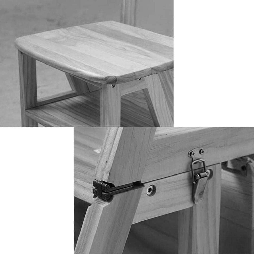OKUOKA 4-Step Foldable Wooden Step Stool for Kitchen, Bathroom & Indoor Use - Multifunctional Ladder Stool for Climbing, Flower Stand & Storage - Compact & Space-Saving Design