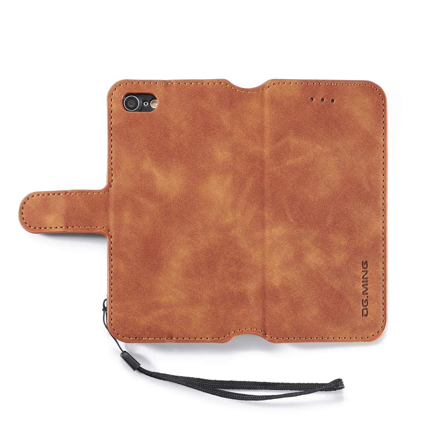 UEEBAI Luxury PU Leather Vintage Wallet Case for iPhone SE 2022 5G/iPhone 7/iPhone 8/iPhone SE 2020/SE3/SE2 - Shockproof Flip Cover with Card Slots & Magnetic Stand (Brown) - Perfect for Business, Travel & Everyday Protection
