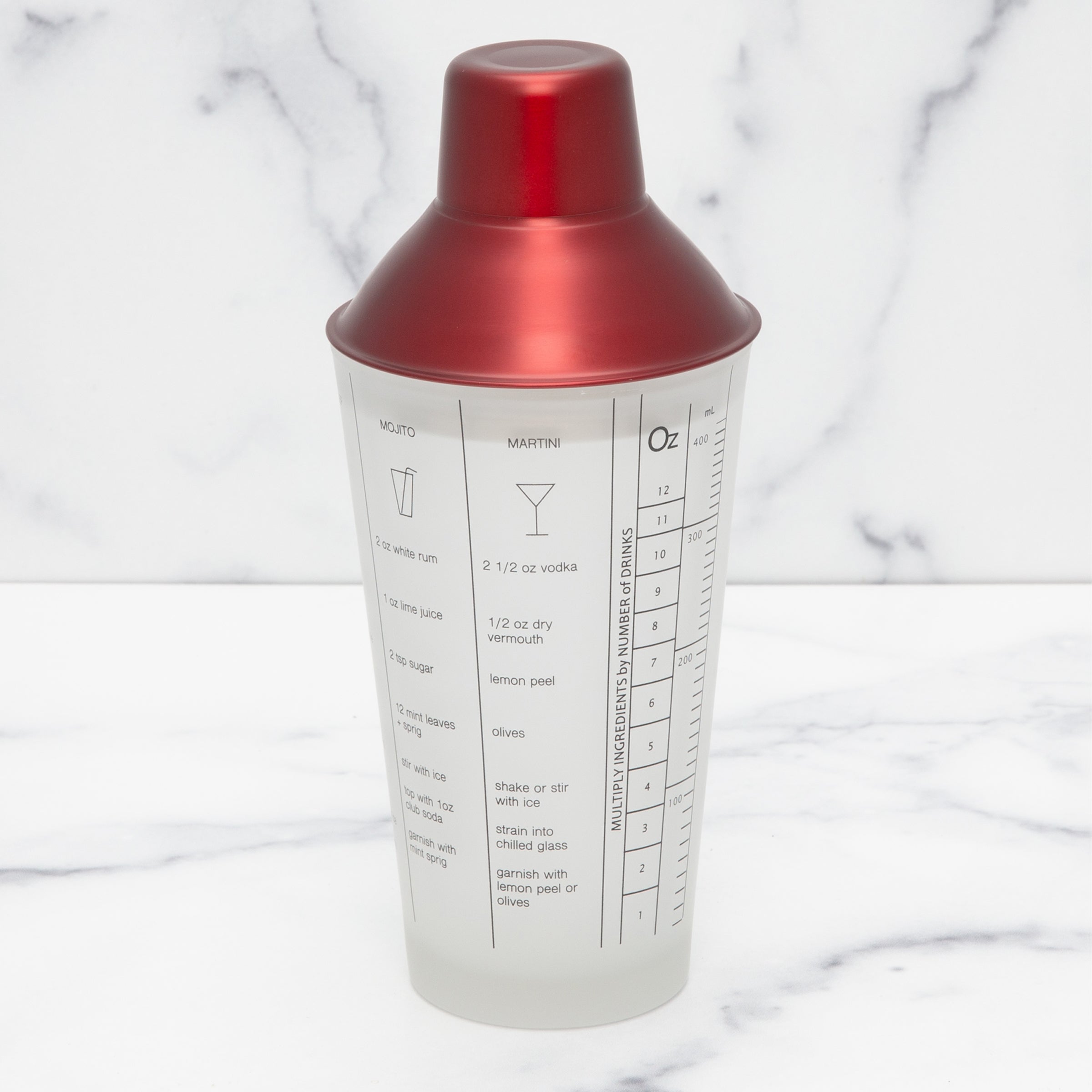 Premium Red Stainless Steel Cocktail Shaker with Glass - Professional Bar Mixing Tool for Martini, Margarita & Mojito - Perfect for Home Bars, Parties & Bartending