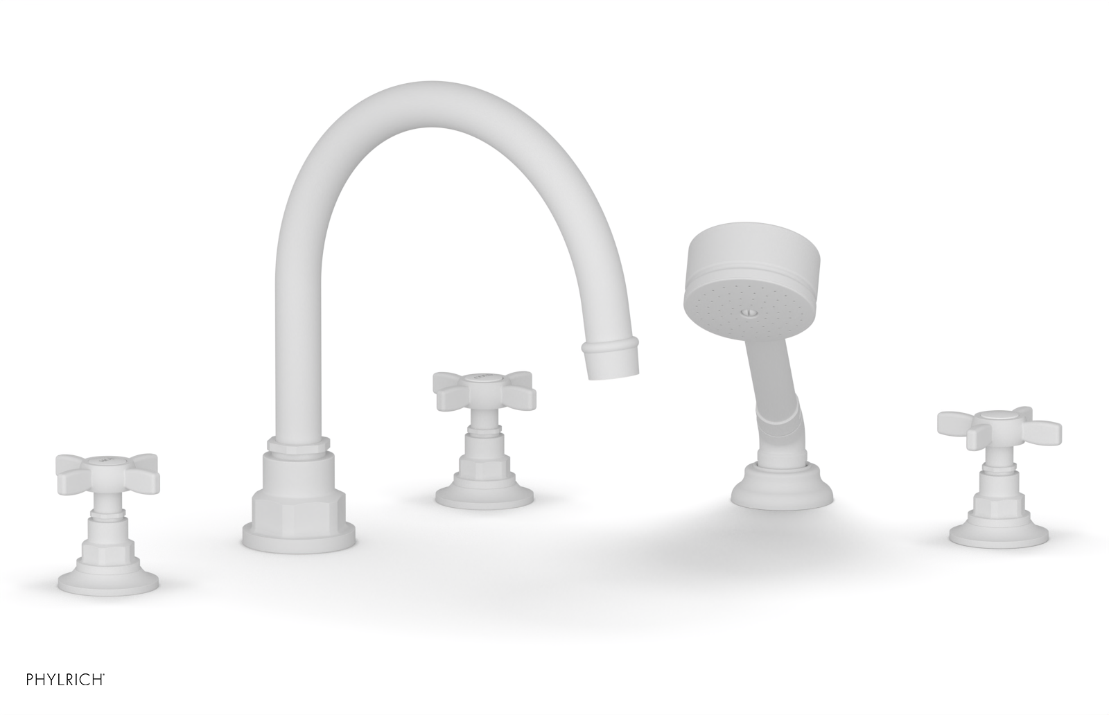 Jamestown Deck Tub Set with Hand Shower - Cross Handles 165 48 - Outdoor/Indoor Freestanding Bathtub for Patio, Garden, or Bathroom Relaxation