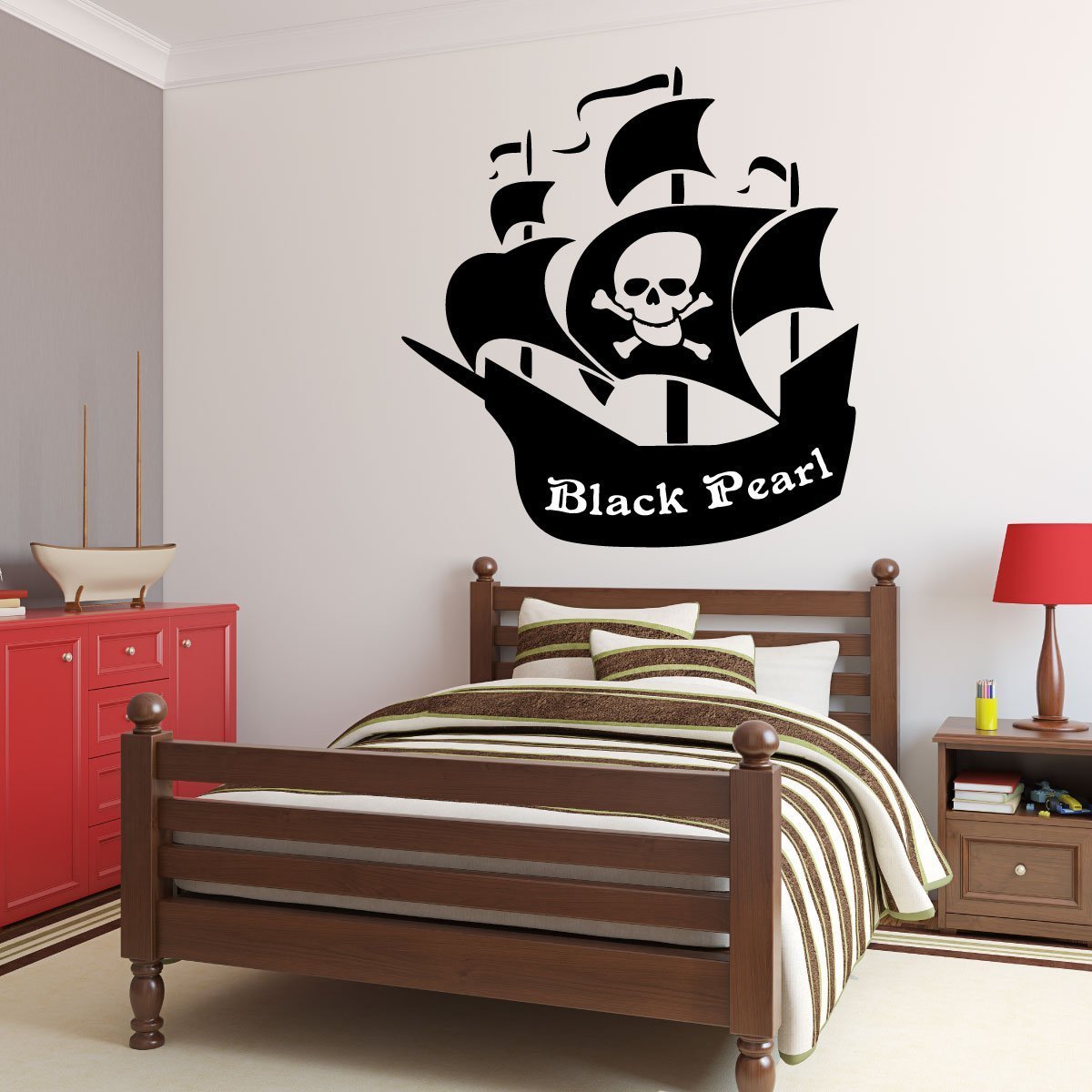 Personalized Pirate Ship Wall Decal - Removable Vinyl Sticker for Boys Room, Playroom, Nursery & Classroom Decor | Perfect for Kids Bedroom, Preschool & Home Decoration