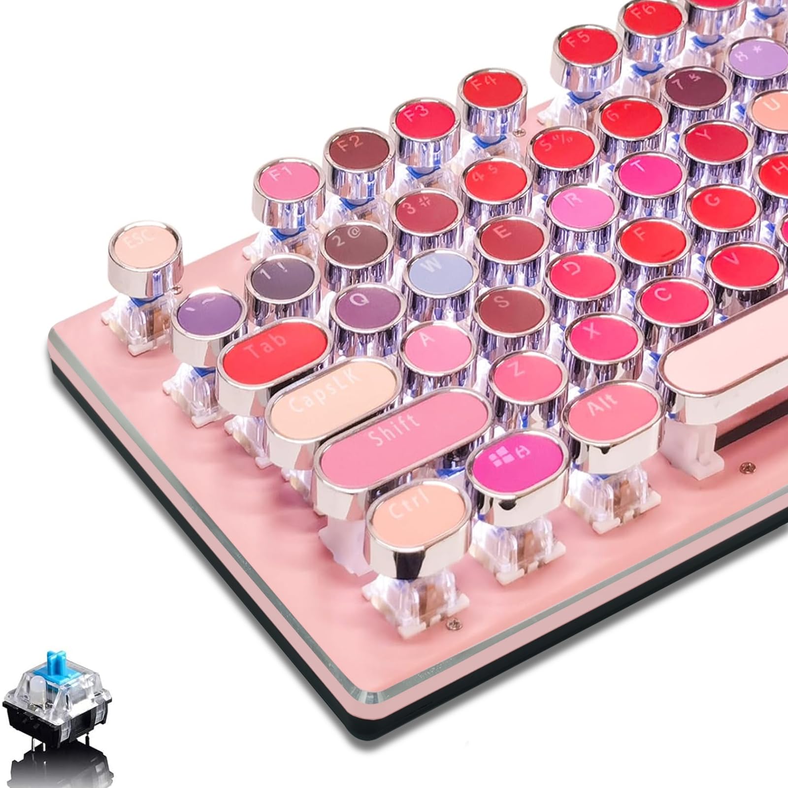 Vintage Pink Mechanical Keyboard with LED Backlight - 104-Key Wired Gaming Keyboard for PC/Laptop - Perfect for Typing & Retro Gaming