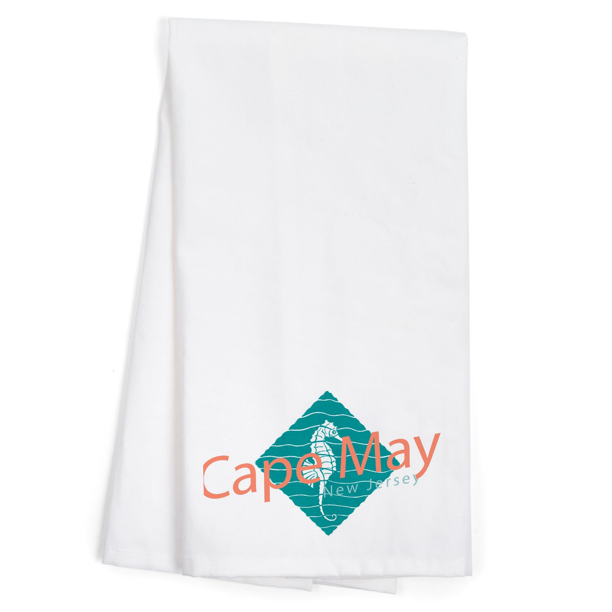 **Lantern Press Cape May New Jersey Seahorse Tea Towel - 100% Cotton Decorative Hand Towel for Kitchen, Bathroom & Home Decor - Perfect for Dish Drying, Gift Giving & Coastal Themed Decor**