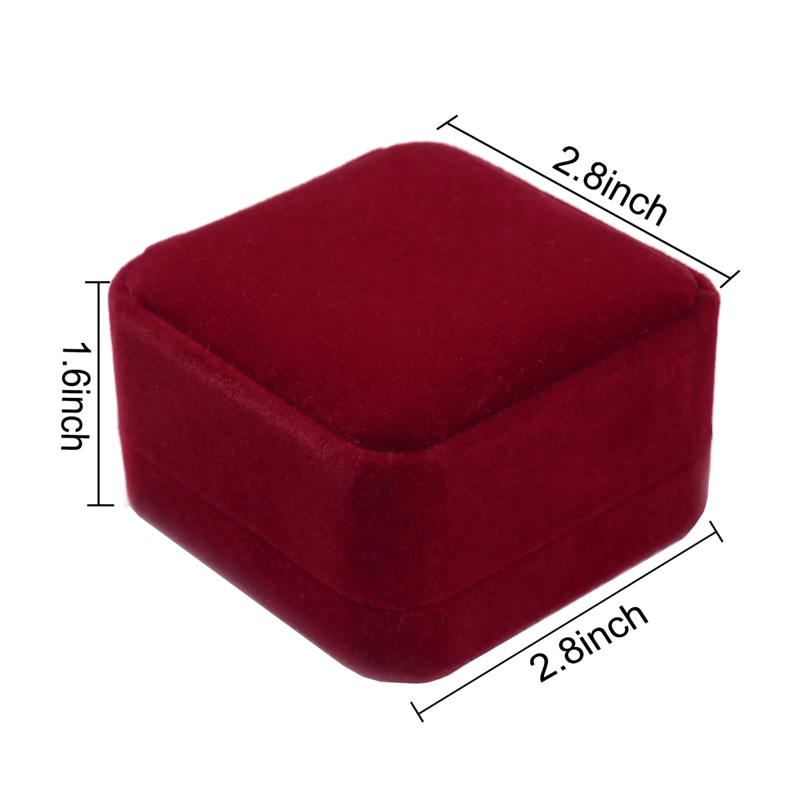 Luxury Velvet Jewelry Box for Necklace & Pendant - 2.8 x 2.8 x 1.6 Inches Wine Red Gift Box - Perfect for Jewelry Display, Storage & Wedding Ring Presentation