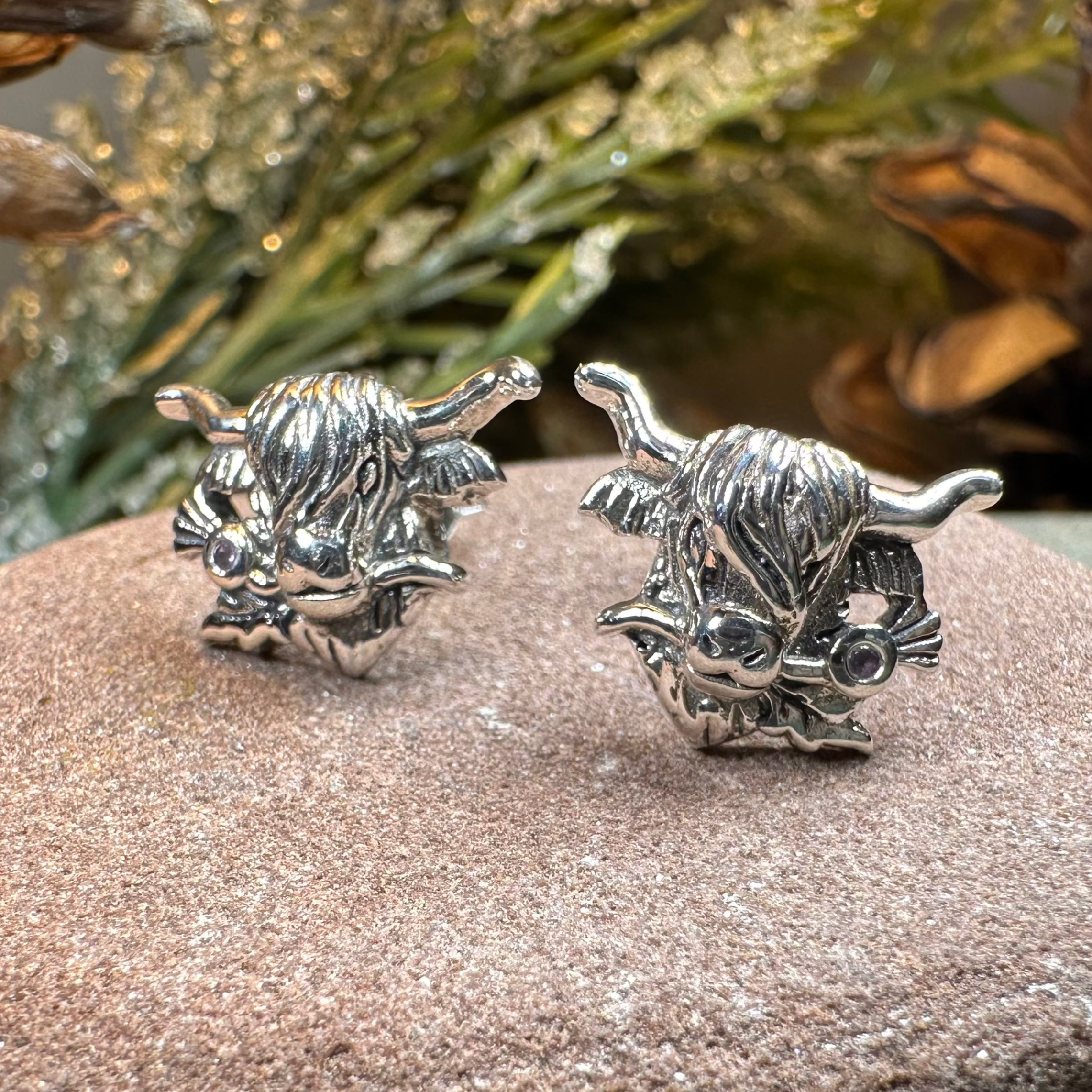 Handmade Highland Cow Stud Earrings - Cute Scottish Cattle Jewelry for Women - Perfect Gift for Cow Lovers, Farmhouse Decor & Country Style Fashion Accessories
