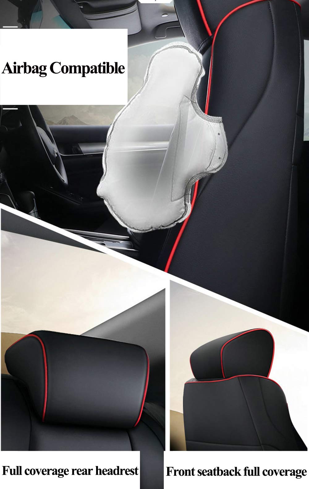 Premium Leather Seat Covers for Honda CR-V 2017-2022 - Full Set with Airbag Compatibility (Black) | Durable Car Interior Protection for Daily Commute & Road Trips