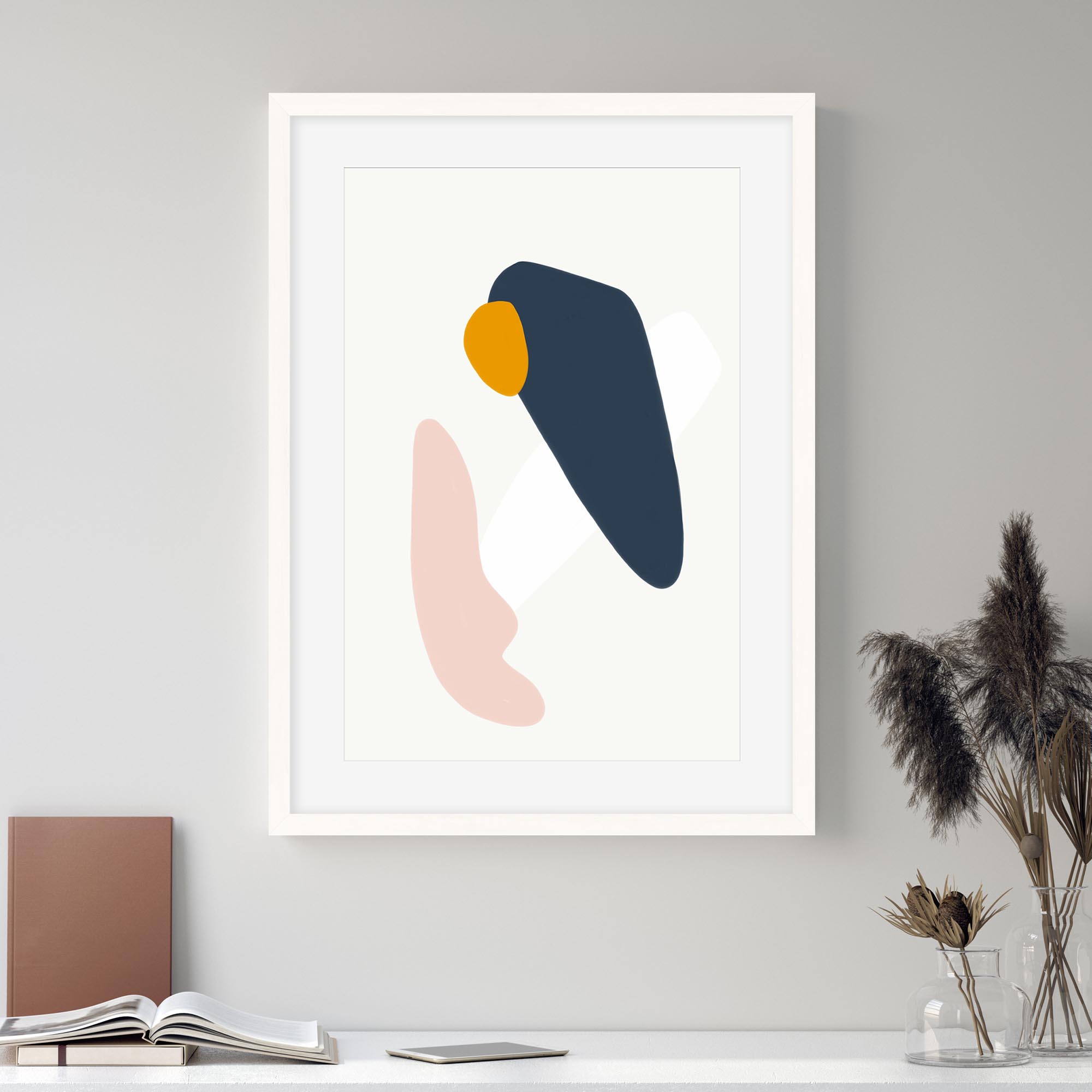 Scandinavian Minimalist Framed Wall Art - Modern Nordic Home Decor for Living Room, Bedroom & Office