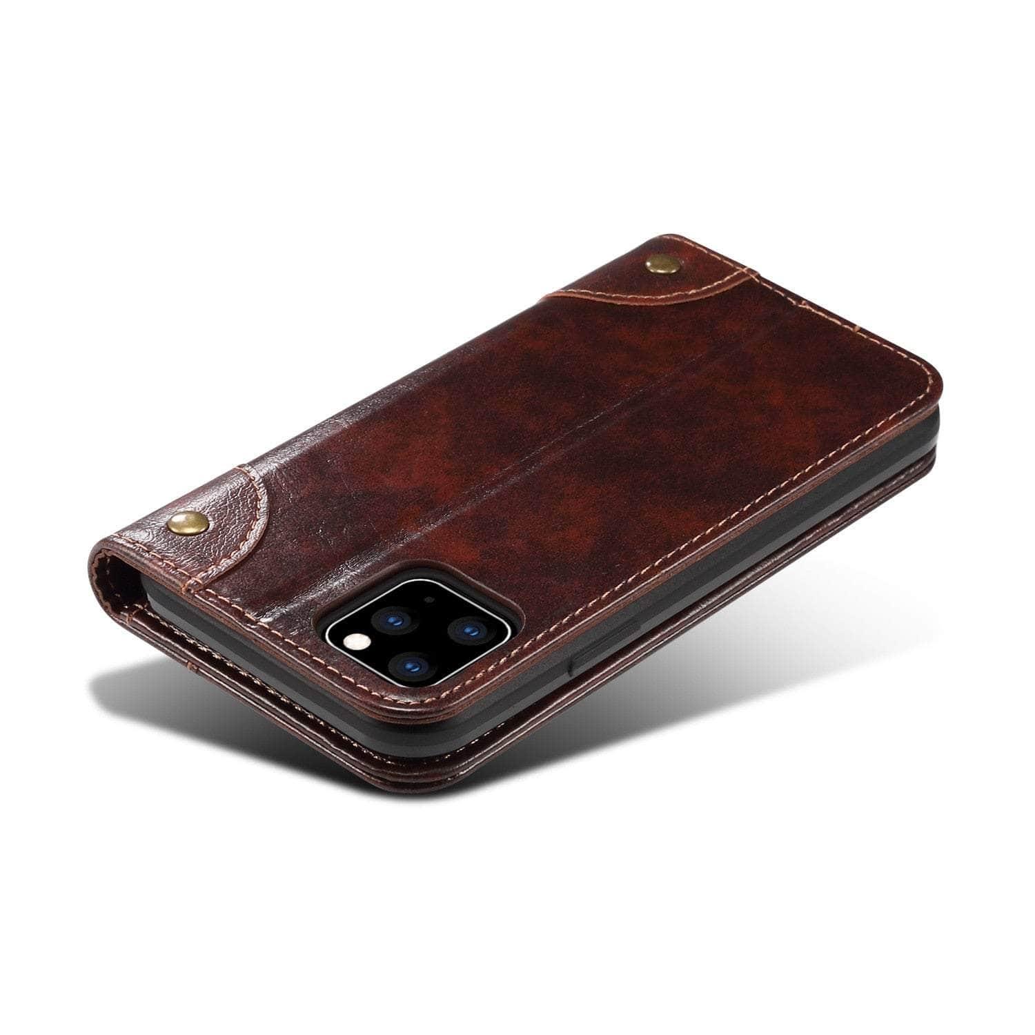 Genuine Leather iPhone 15 Pro Wallet Case - Classic Flip Cover with Card Slots | Perfect for Business, Travel & Everyday Use