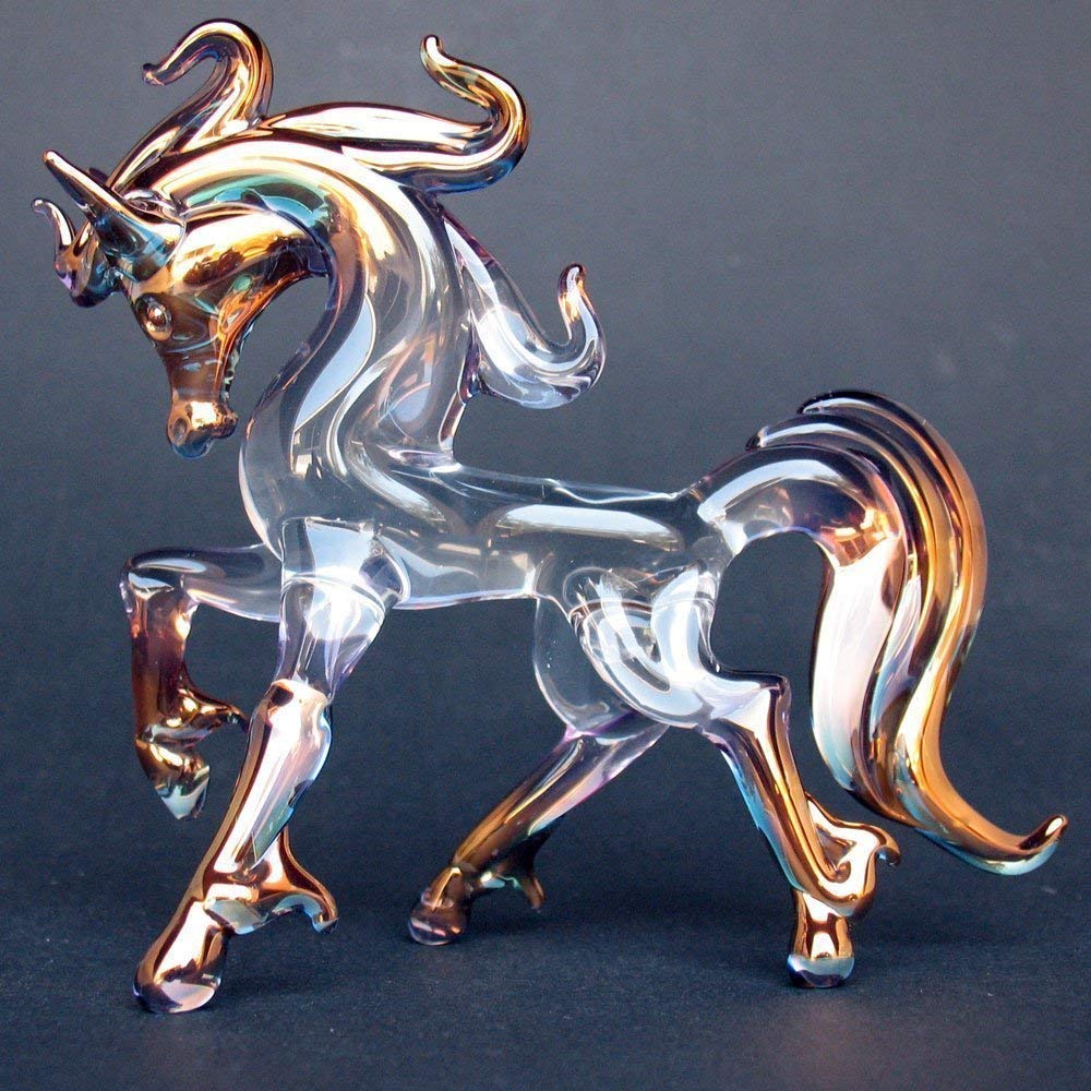 Hand Blown Glass Prancing Horse Figurine - Elegant Stallion Sculpture for Home Decor, Office Display, and Equestrian Gift Ideas