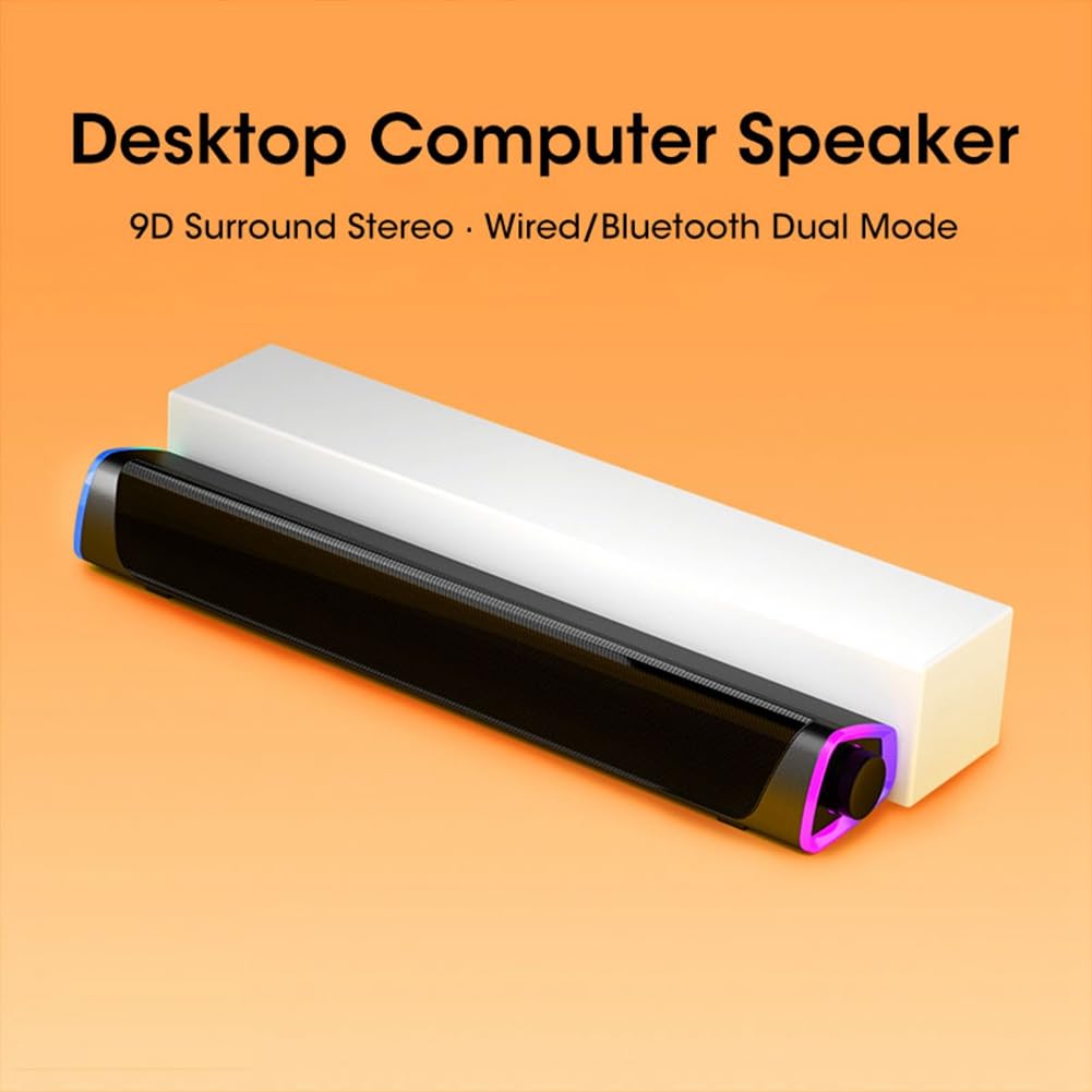 Rordigo 4D Soundbar with Subwoofer - Bluetooth Computer Speakers for PC, Laptop, Notebook - Stereo Audio for Music, Movies & Gaming (Black) - Perfect for Home Office & Entertainment Setup