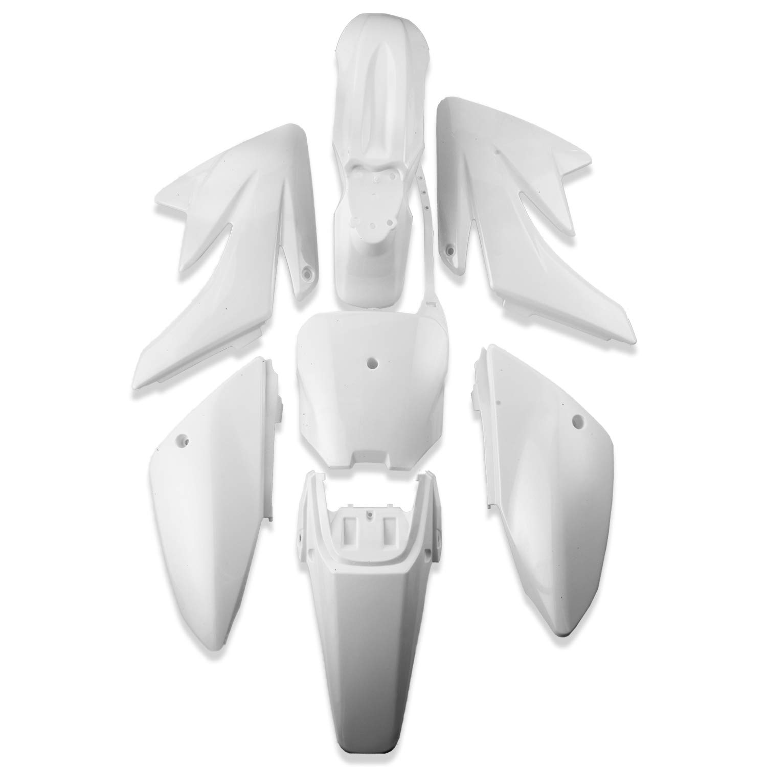 CRF70 Chinese Mini Dirt Bike Plastic Fender Fairing Body Kit - 7-Piece White Replacement Set for Off-Road Racing & Trail Riding