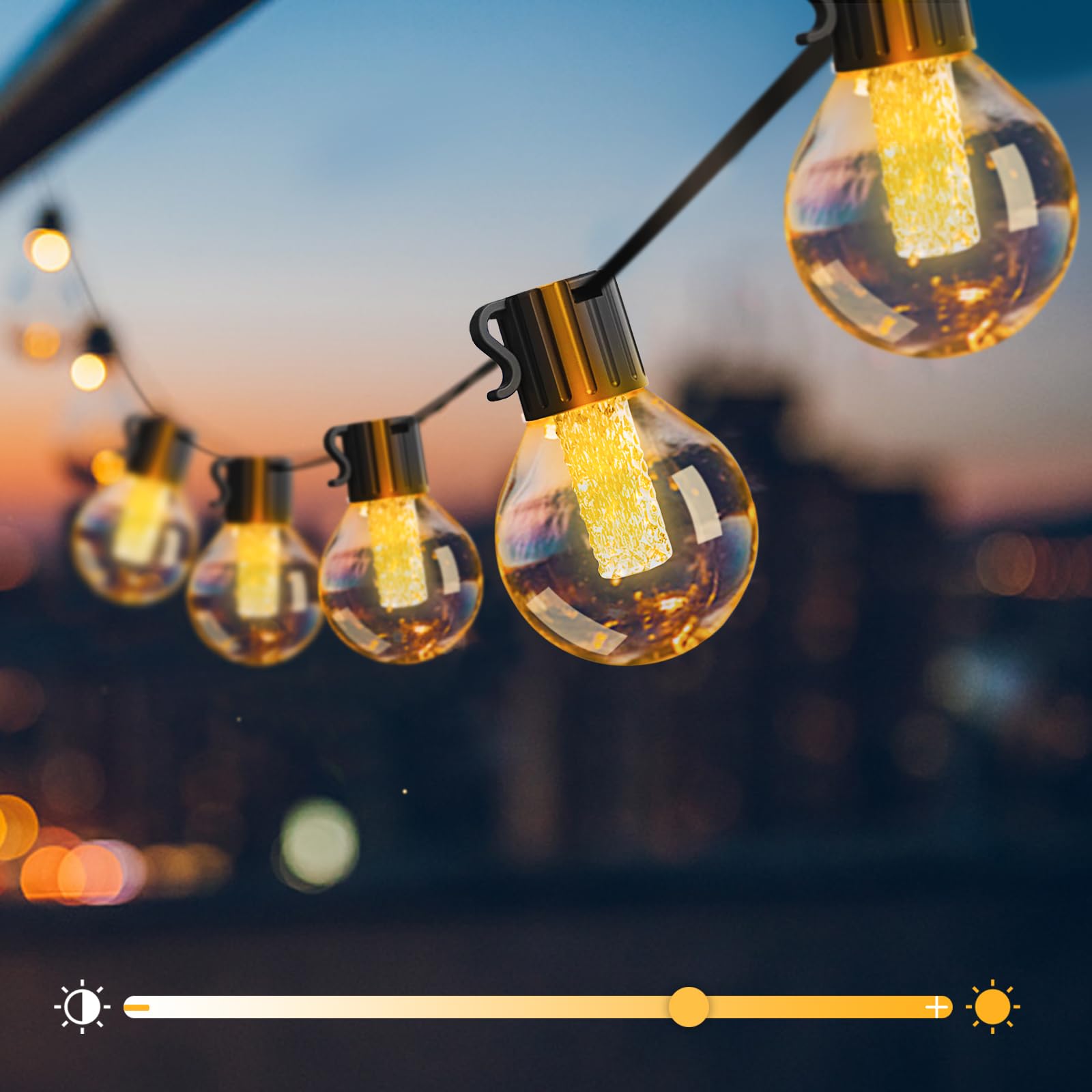 FREECUBE 49FT Outdoor String Lights with Remote - 50 LED G40 Globe Bulbs, Dimmable Patio Lights, 4 Lighting Modes, Timer, Waterproof for Yard, Garden, and Backyard Decor | Perfect for Parties, Weddings, and Outdoor Dining