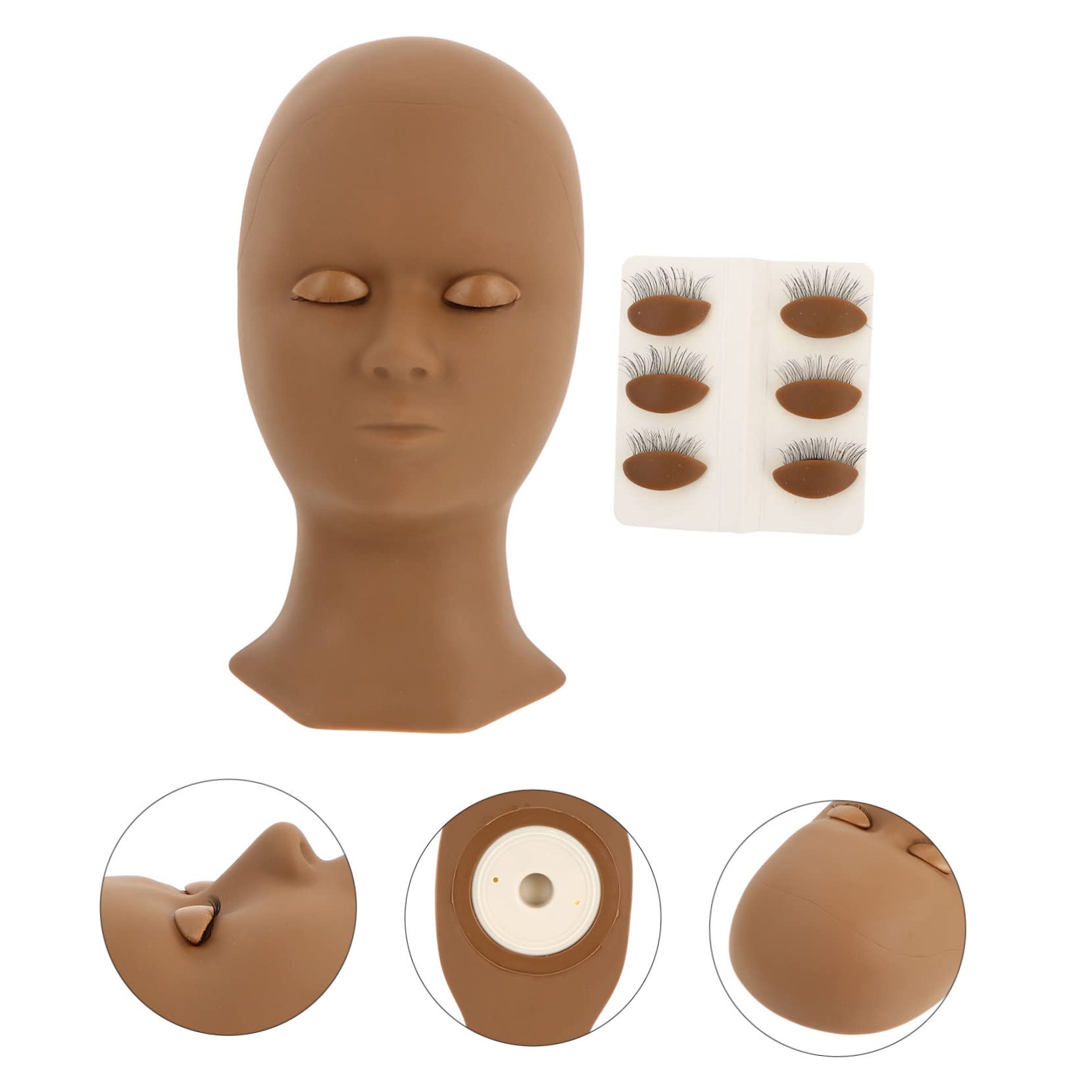 Beatifufu Professional Mannequin Head for Eyelash Extension Practice - Includes 4 Pairs of Lash Molds & Makeup Training Head | Perfect for Beauty Students, Salon Training & Cosmetology Practice