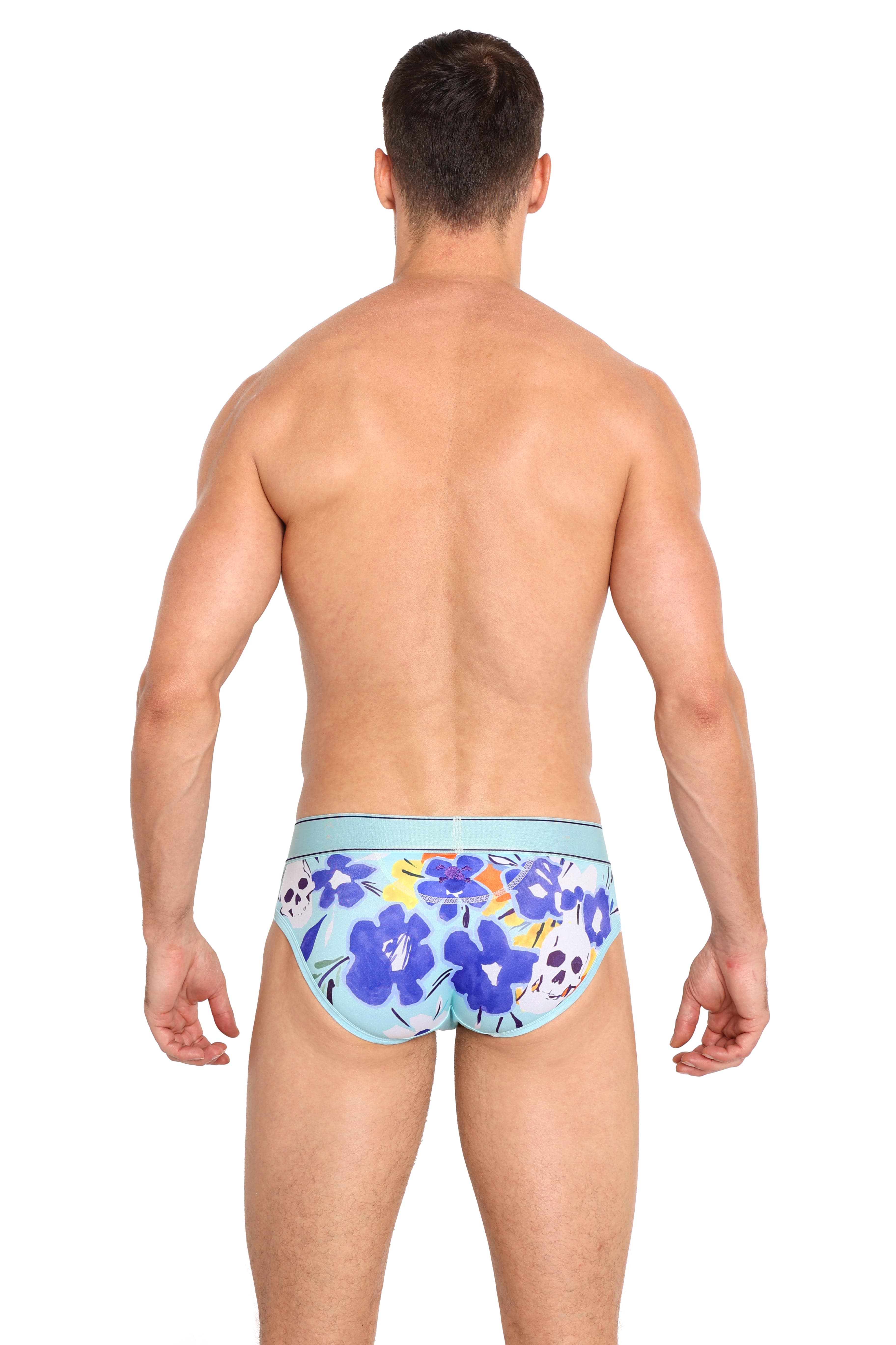 Floral Skull Print Briefs for Men - Stylish & Comfortable Underwear for Casual Wear, Gym, and Everyday Use