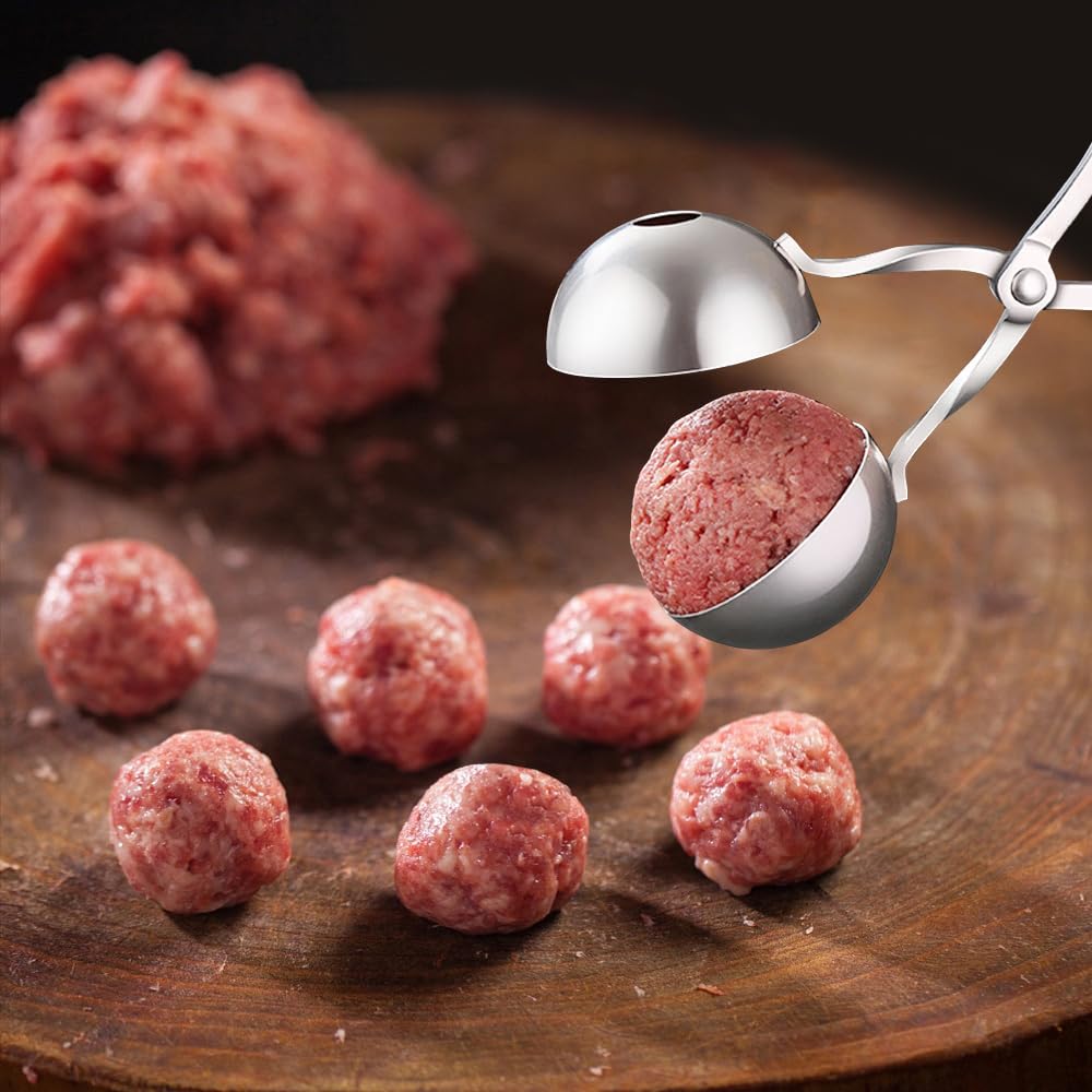 Premium Stainless Steel Meatball Maker Tool - Nonstick Meat Baller with Anti-Slip Handles - Large Meatball Mold & Scoop for Perfect Homemade Meatballs - Ideal for Cooking, Meal Prep & Italian Cuisine