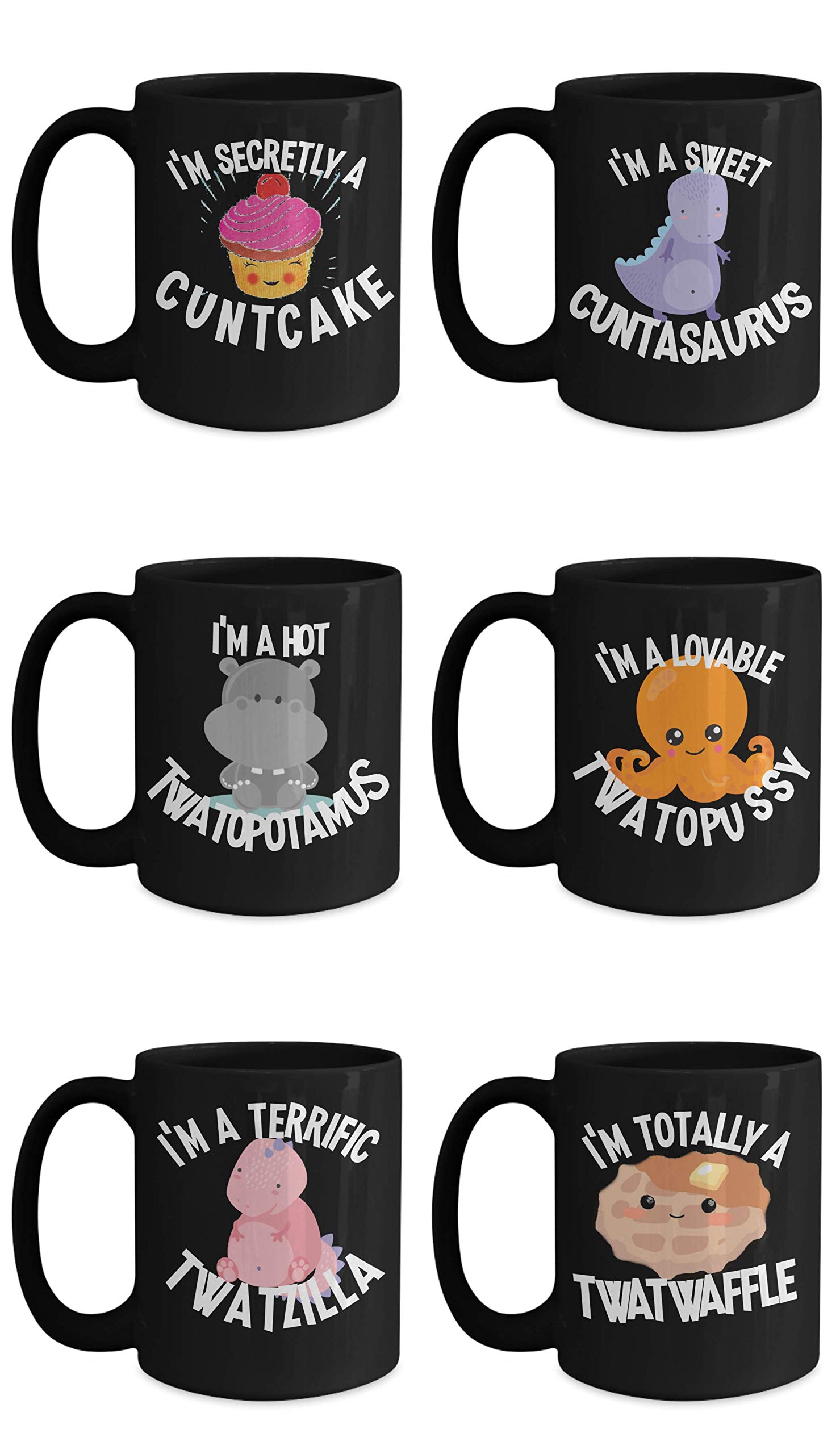 Funny Bachelorette Party Mug Set - Be a Cuntasaurus Twatwaffle Novelty Coffee Cup Gift for Women, Best Friend Birthday Present - Perfect for Girls Night Out & Humorous Gifts
