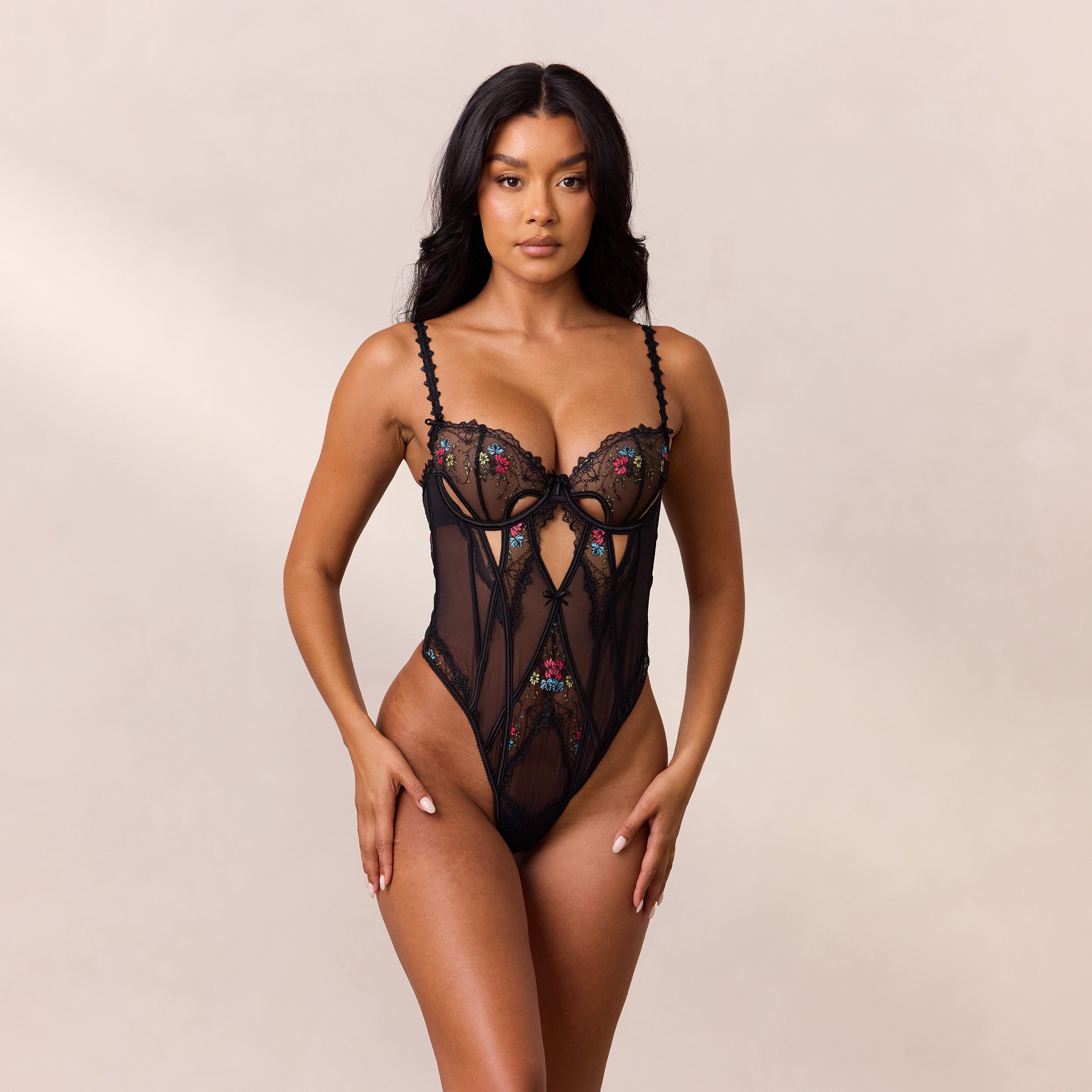 Enya Bodysuit for Women - Black Seamless Stretch T-Shirt Bodysuit | Perfect for Layering, Casual Wear & Everyday Outfits