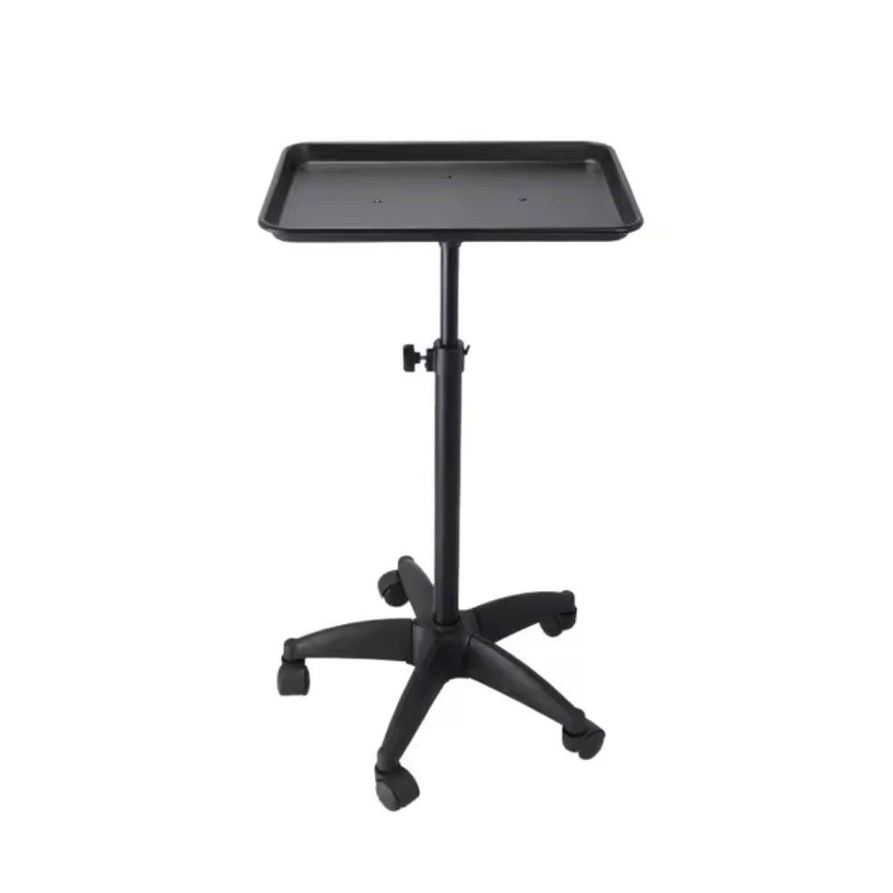 Premium Aluminum Salon Tray Cart - Adjustable Height Rolling Beauty Station with Storage - Perfect for Nail Salons, Spas & Home Manicure Stations