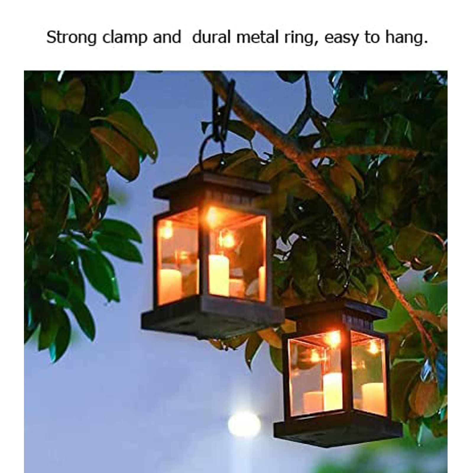 Solar Powered Outdoor Waterproof LED Lanterns - Flameless Flickering Candle Lights for Garden, Yard, Patio, Table & Umbrella Decor - Weatherproof Hanging Solar Lights for Camping, Parties & Outdoor Events