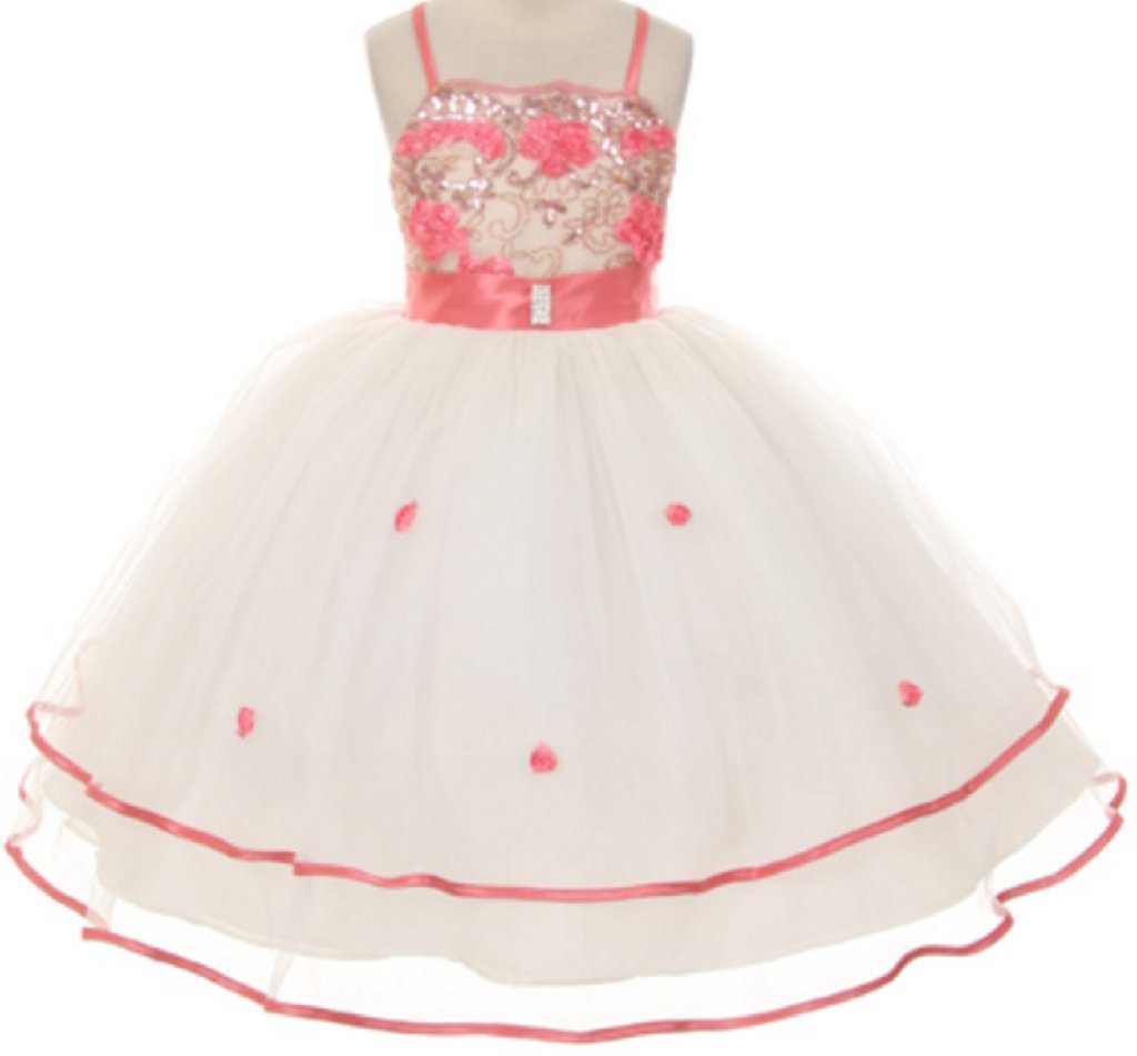 Little Girls Beaded Floral Embroidery Dresses - Special Flower Design Summer Party & Special Occasion Outfits for Toddlers