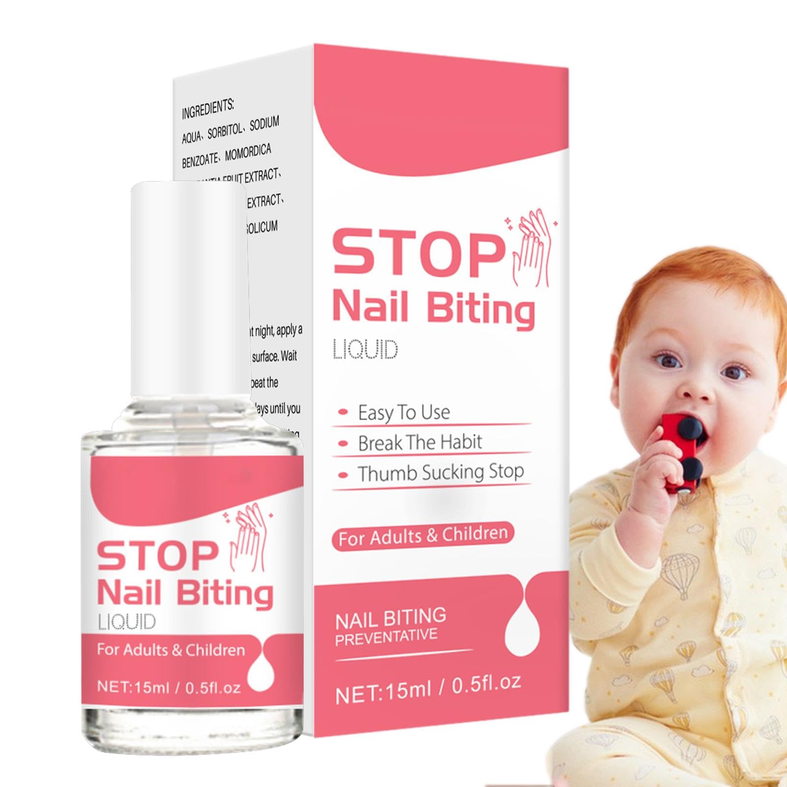 Bitter Nail Biting Prevention Polish for Kids & Adults - 0.5oz Safe Nail Bite Stopper with Long-Lasting Bitter Taste | Stop Thumb Sucking & Finger Chewing Habit | Dermatologist-Tested Formula | Perfect for Home, School & Travel Use