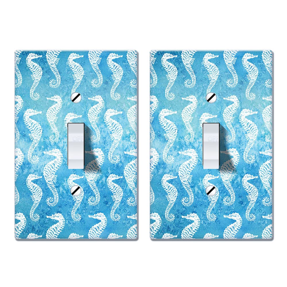 WIRESTER Single Gang Toggle Light Switch Plate Cover - Seahorse Design, 2-Pack | Durable Wall Plate for Home & Office Decor