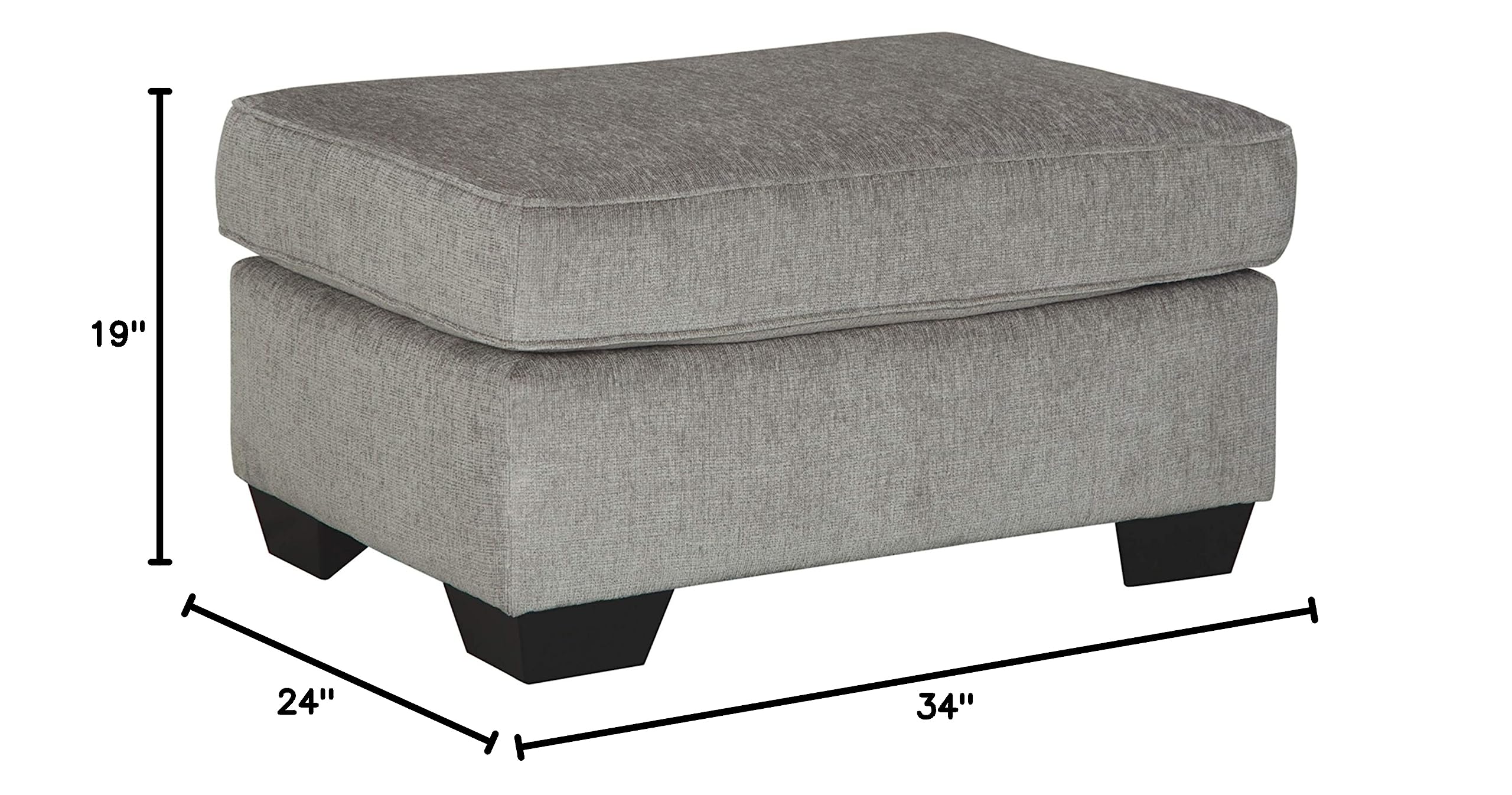 Signature Design by Ashley Altari Modern Rectangular Accent Ottoman in Light Gray - Stylish Footrest & Extra Seating for Living Room, Bedroom or Office