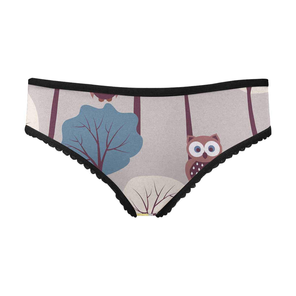 **InterestPrint Women's Soft All Over Print Lightweight Briefs Panties - Cute Owl Design for Autumn - Perfect for Casual Wear, Lounge & Sleep**