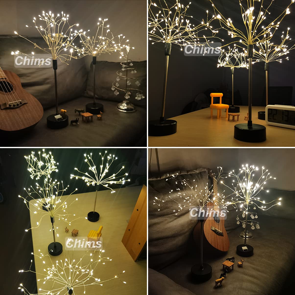2 Pack Firework Centerpiece Lights - 120 LED Starburst Sphere Copper Star Lights with Remote Control, Battery Operated 8 Modes for Wedding, Party, Christmas Tree & Indoor Decor (Perfect for Home, Garden, Holiday Celebrations)
