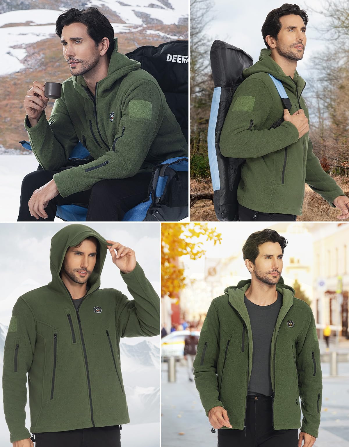 KEMIMOTO Men's Heated Jacket - Soft 12V 15000mAh Battery Heated Hoodie with APP Control, Tactical Winter Wear for Outdoor Work, Hunting & Motorcycle Riding