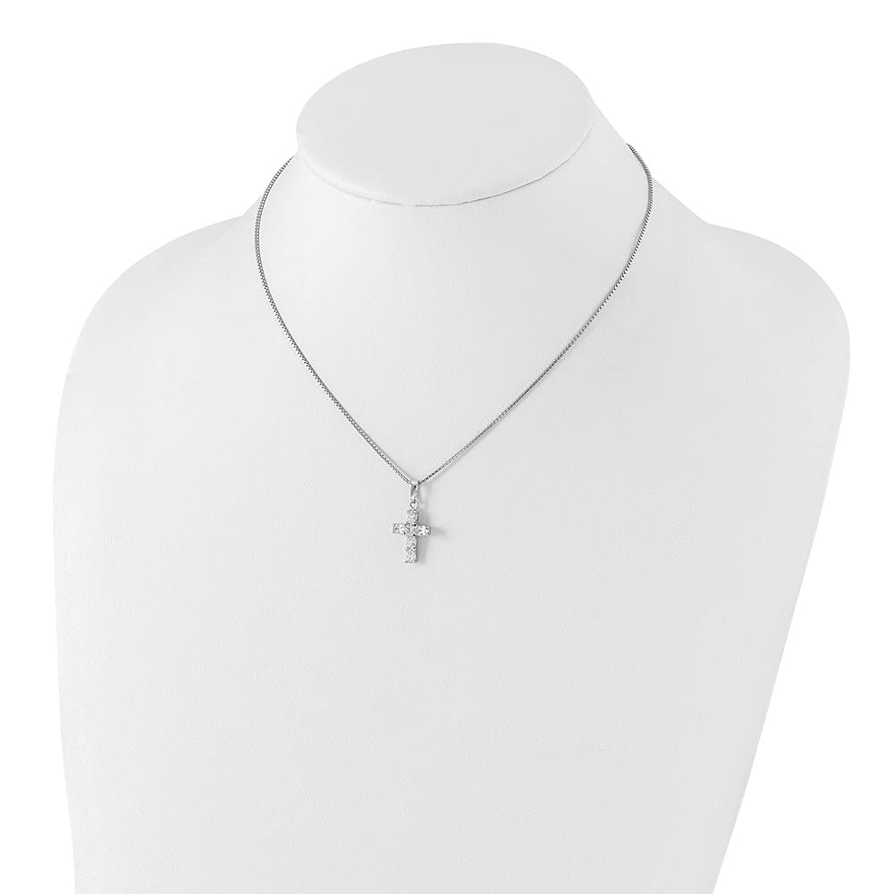 925 Sterling Silver Cubic Zirconia Cross Pendant Necklace for Women - 16