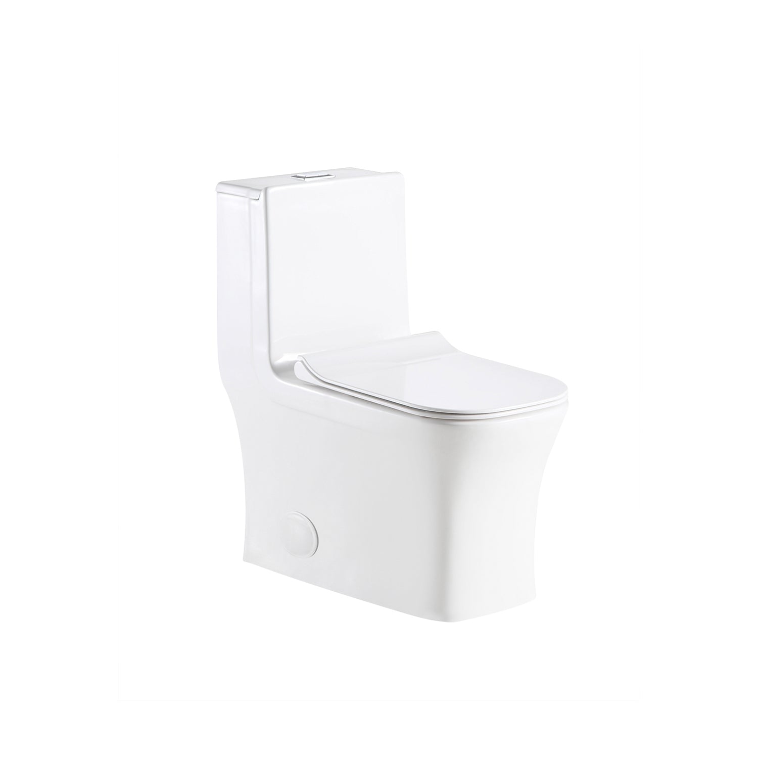 DAX One Piece Square Toilet with Soft Closing Seat & Dual Flush - High Efficiency Porcelain White Bathroom Toilet, 28 3/4