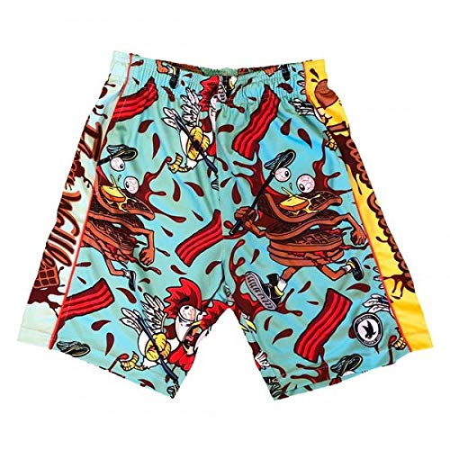 Flow Society Men's Blue Chicken & Waffles Print Athletic Shorts - Breathable Quick-Dry Gym Shorts for Running, Workout & Casual Wear