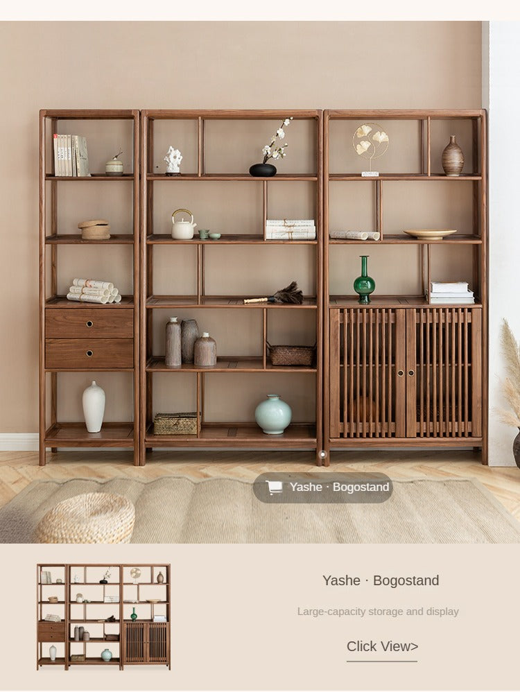 Premium Black Walnut & Ash Solid Wood TV Stand - Modern Entertainment Center for Living Room, Bedroom & Home Theater