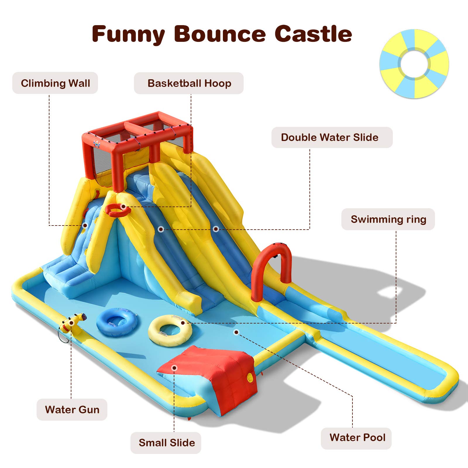 BOUNTECH 20.5x11FT Inflatable Water Slide with Dual Racing Slides - Kids Mega Waterslide Park for Outdoor Backyard Fun, Includes Blower & Splash Pool - Perfect for Summer Parties, Birthday Gifts, and Family Water Play