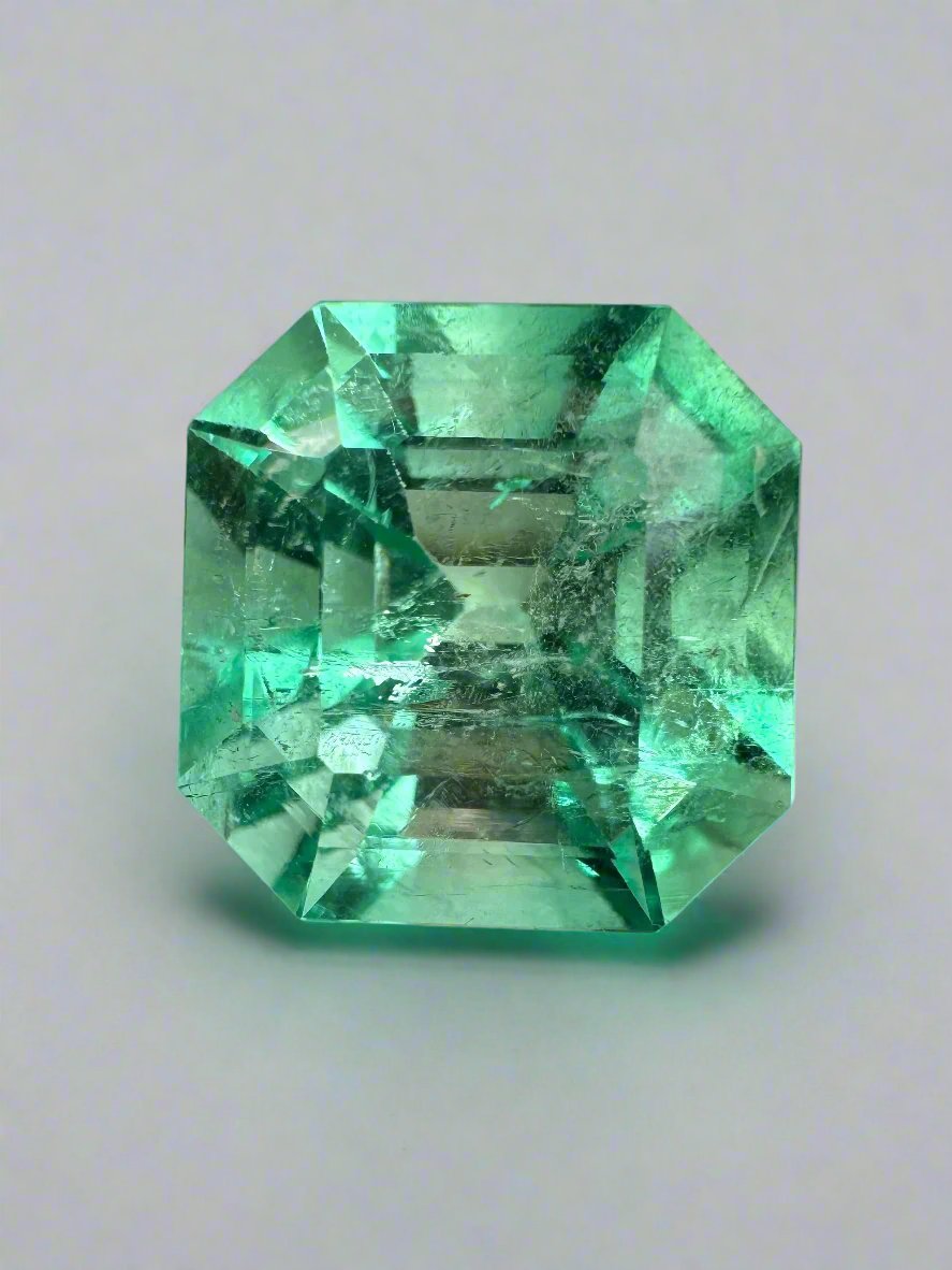 10.49 Carat Natural Colombian Emerald - 13x13mm Asscher Cut Loose Gemstone for Jewelry Making, Engagement Rings & Luxury Gifts
