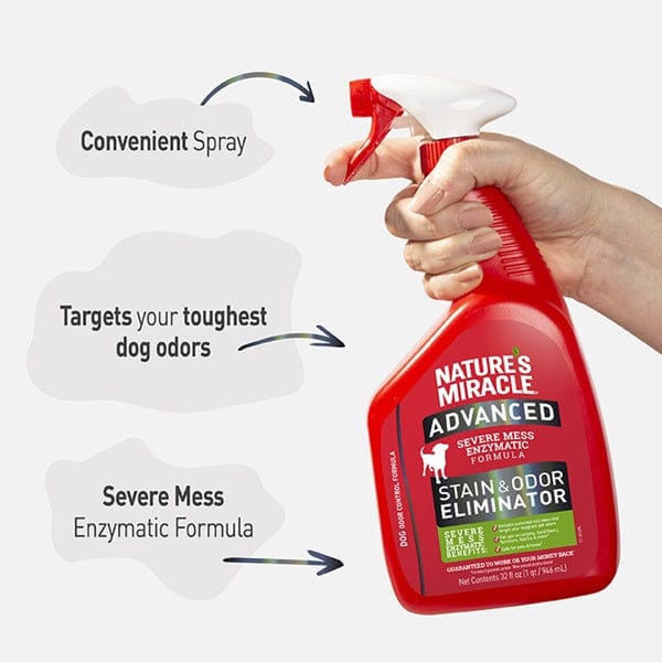 Nature's Miracle Advanced Dog Stain & Odor Eliminator - Enzyme-Powered Formula for Pet Accidents on Carpets, Floors & Furniture | Best for Dog Urine, Vomit & Feces Odor Removal