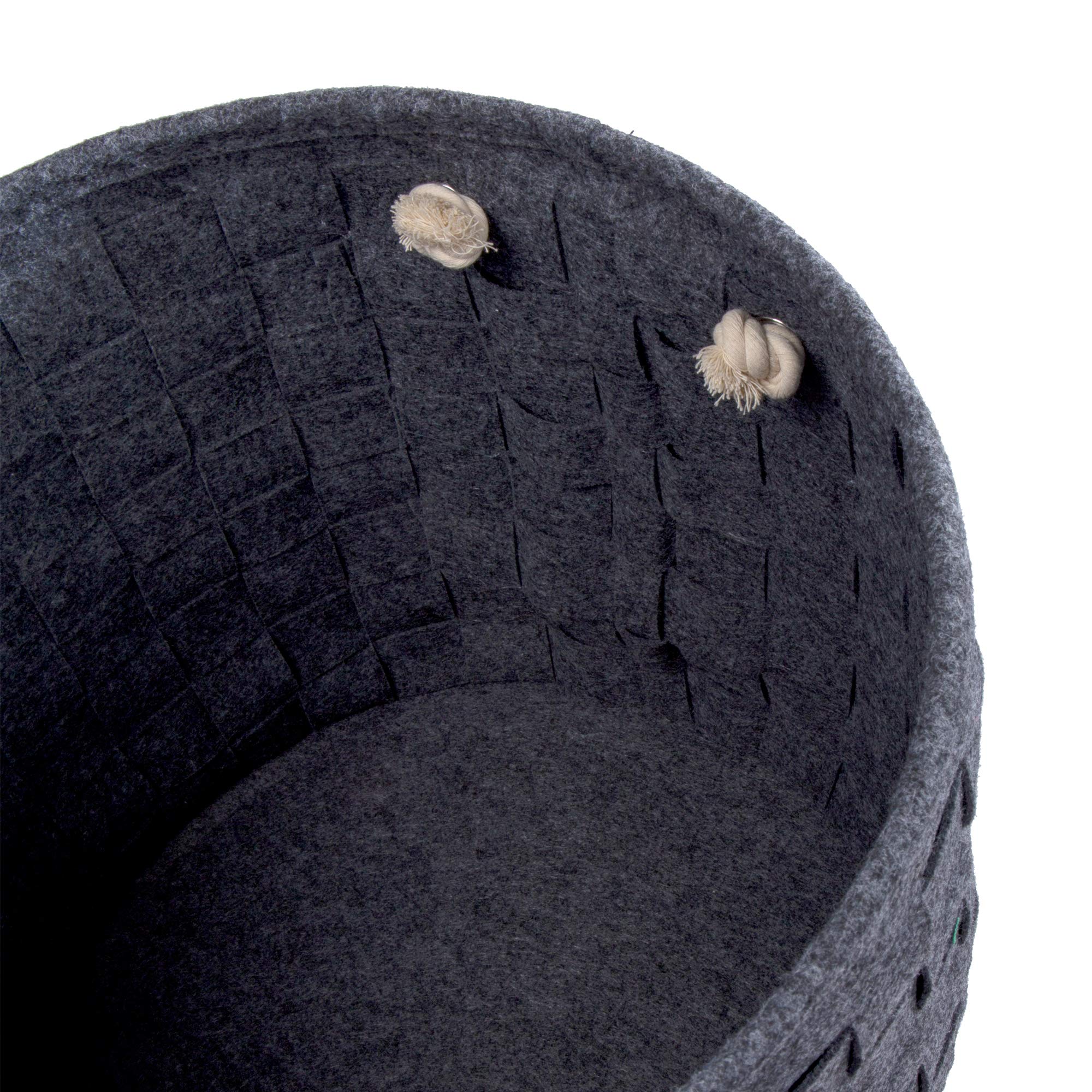 Truu Design Stylish Round Felt Storage Baskets - Dark Grey, Set of 3 (16 x 15 inches) - Perfect for Home Organization, Nursery, Laundry Room & Office Decor