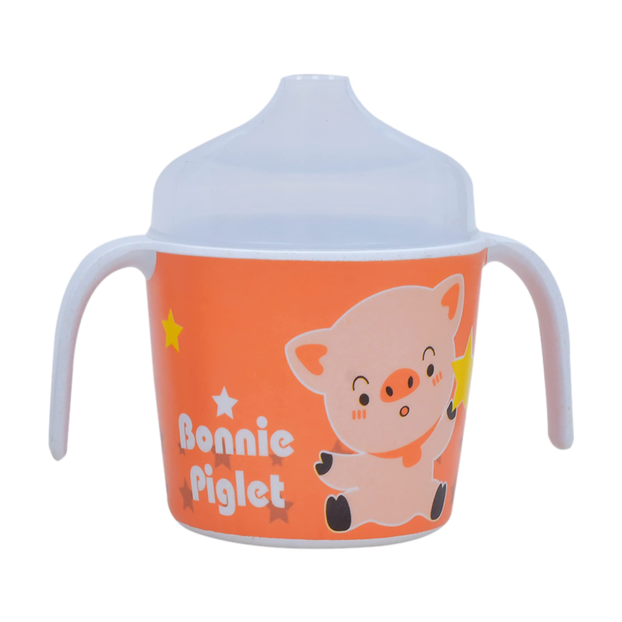 BPA-Free Plastic Baby Sippy Cup 200ml - Leak Proof Toddler Drinking Cup with Spout, Multi-Color (Bonnie Piglet Design) - Ideal for On-the-Go Feeding, Travel & Daycare Use